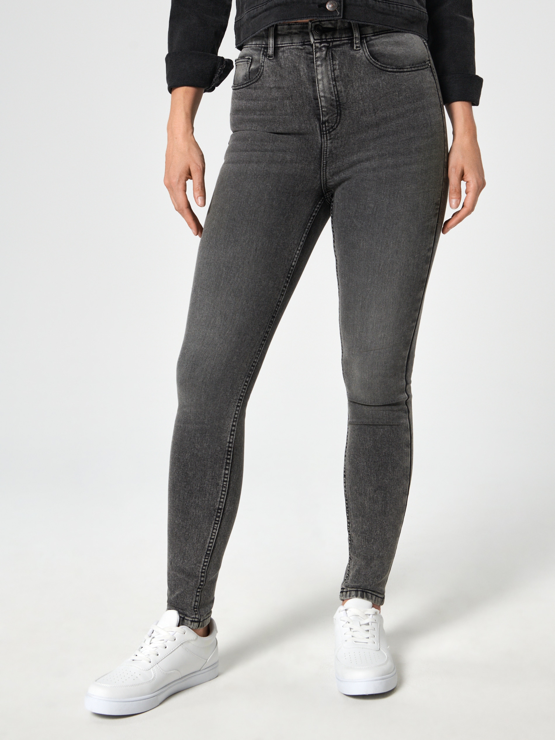 Sinsay - Jeansy super high waist skinny - szary