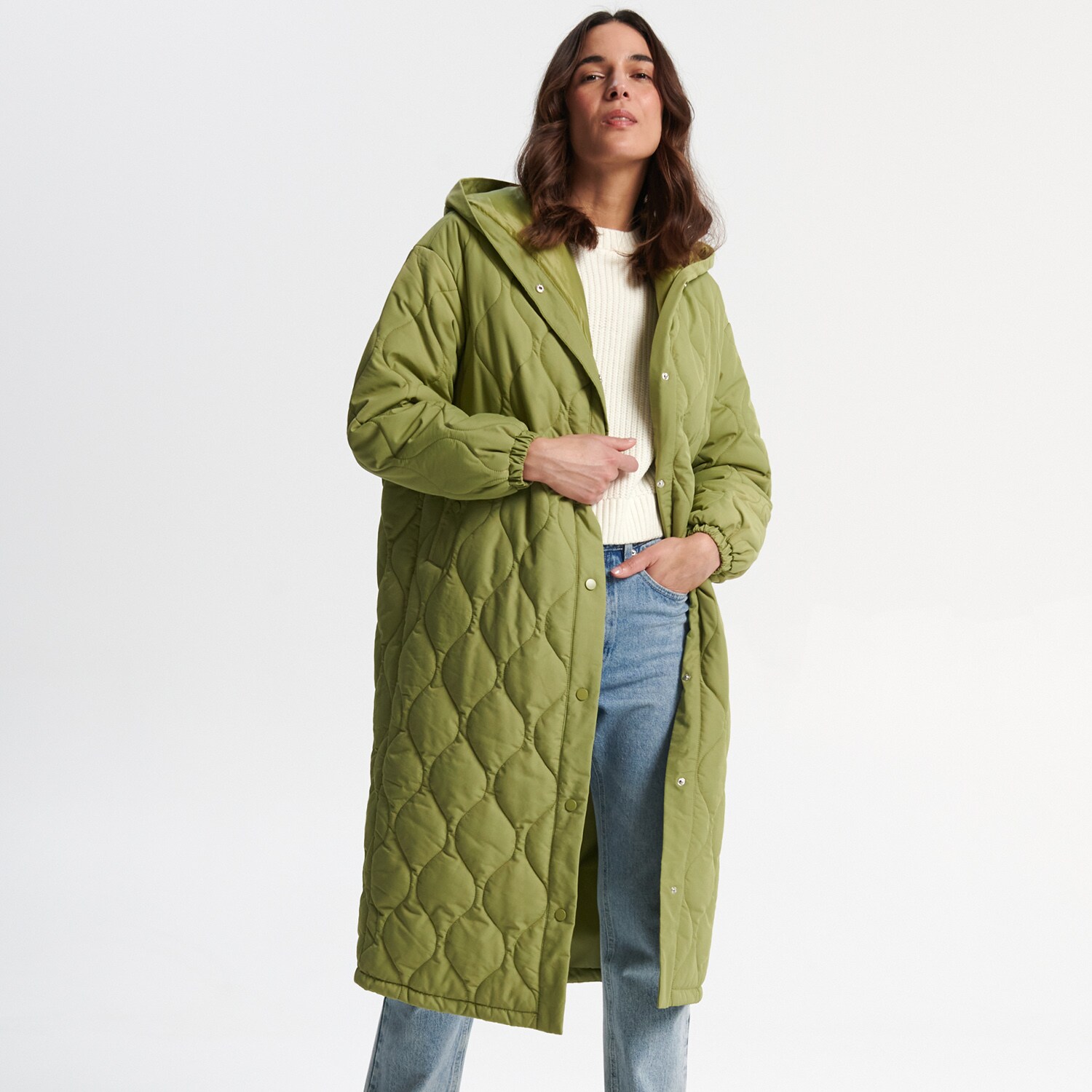 Sinsay - Palton oversized - Verde