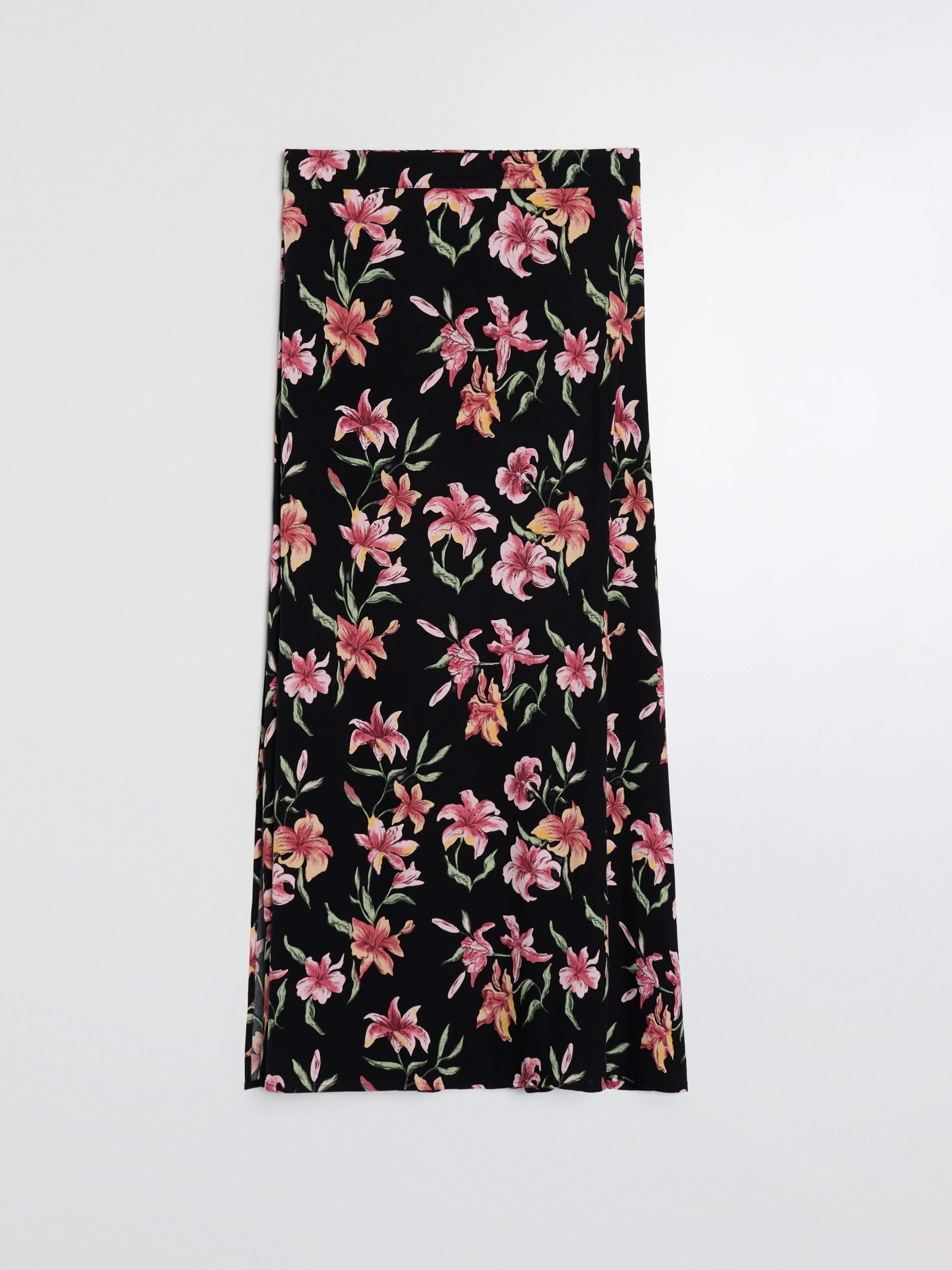 Sinsay - Wiskozowa spódnica midi z rozcięciami po bokach - różowy