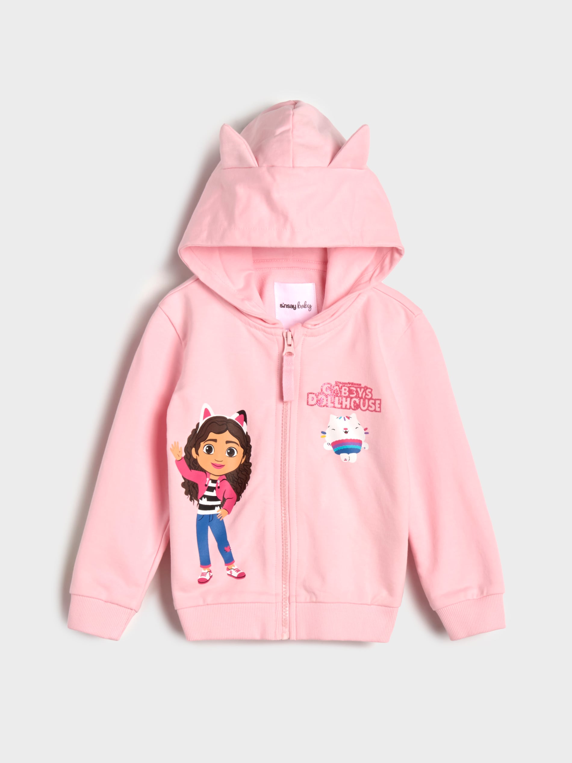 Sinsay - Bluza z kapturem Koci domek Gabby - różowy