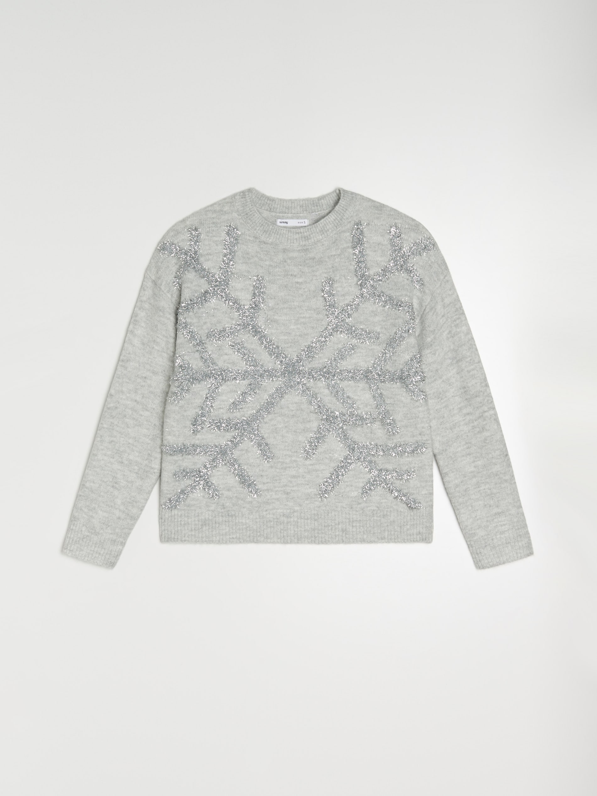 Sinsay - Πουλόβερ με χριστουγεννιάτικο σχέδιο - ανοιχτό γκρι φωτογραφία