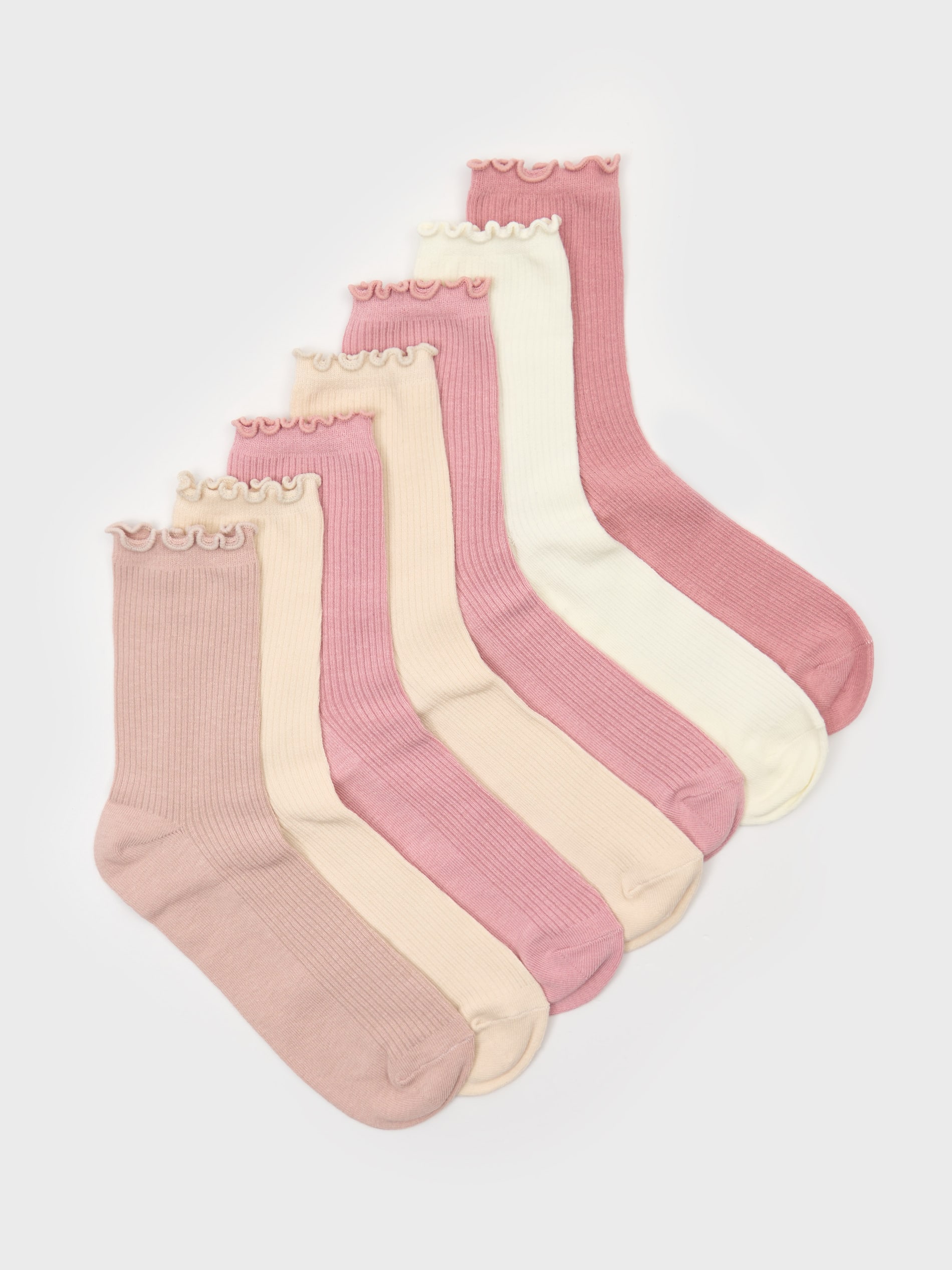 Sinsay - Skarpetki z falbanką 7 pack - różowy