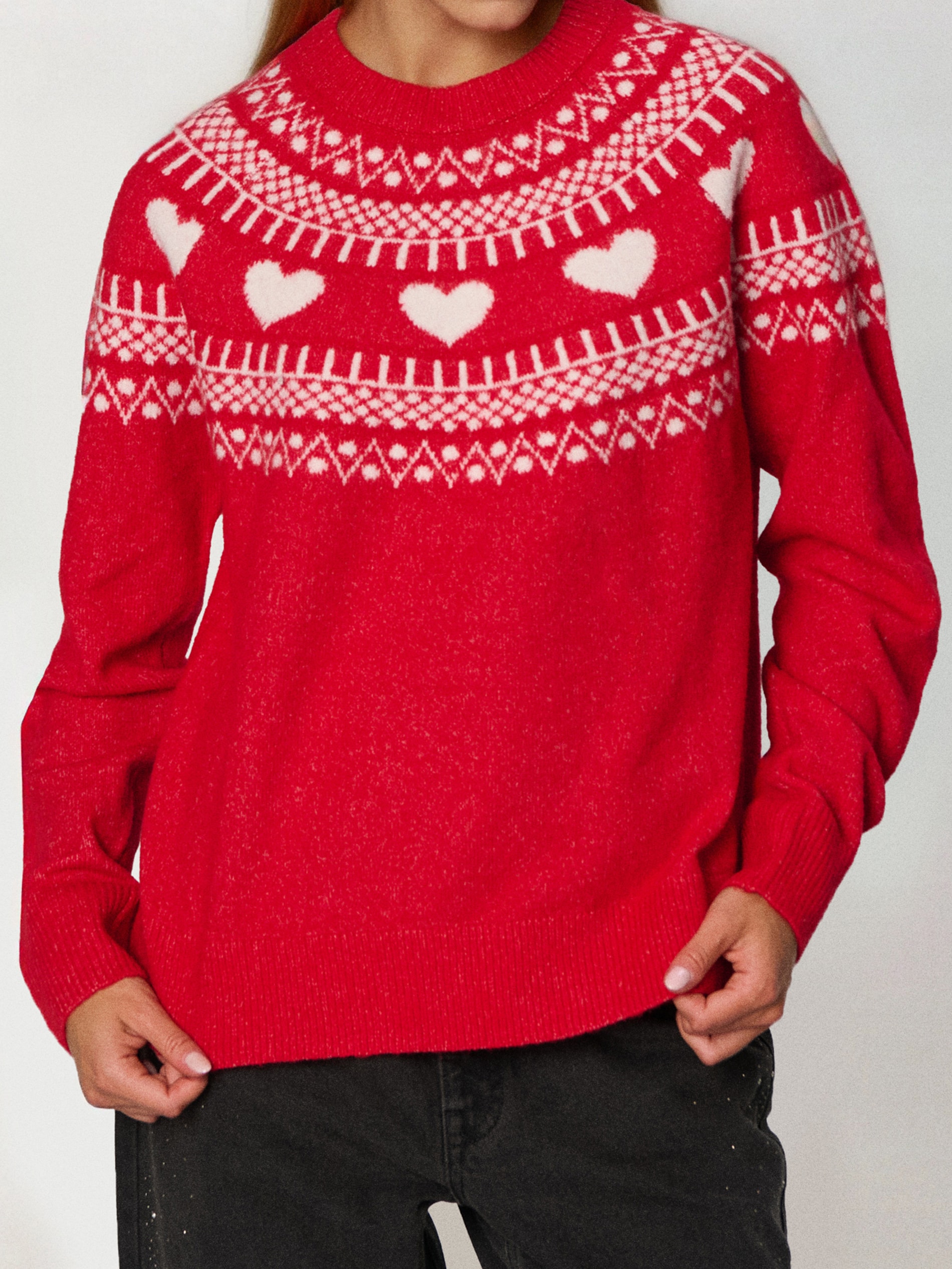 Sinsay - Πουλόβερ με χριστουγεννιάτικο σχέδιο, μείγμα μαλλιού - κοκκινο φωτογραφία