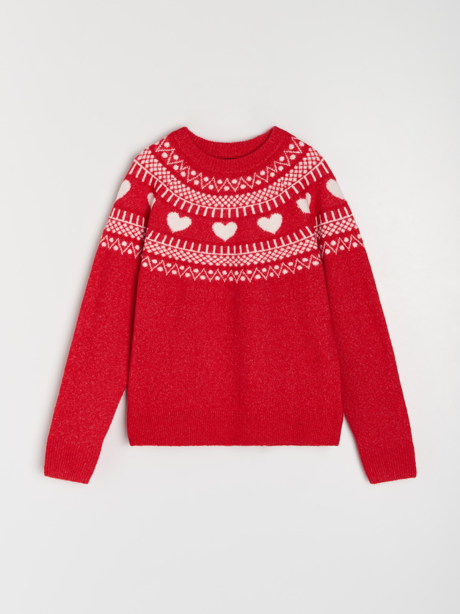 Sinsay - Πουλόβερ με χριστουγεννιάτικο σχέδιο, μείγμα μαλλιού - κοκκινο φωτογραφία