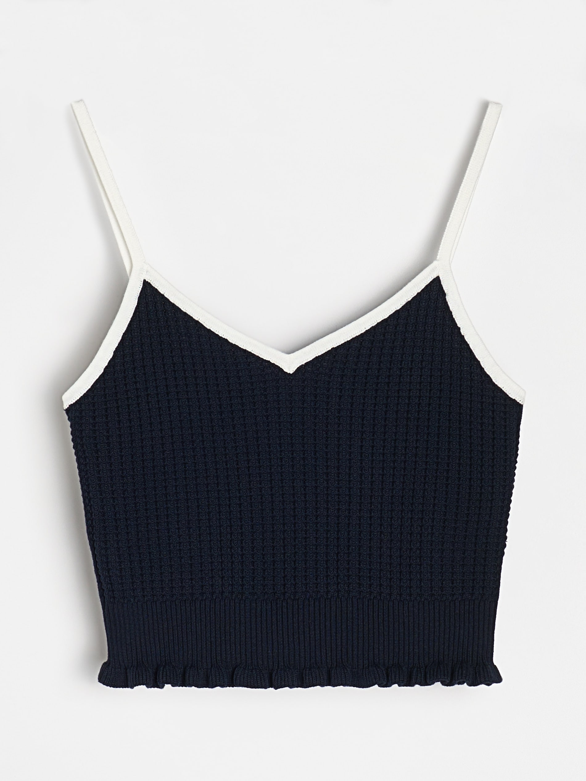 Sinsay - Swetrowy crop top z bawełną - granatowy
