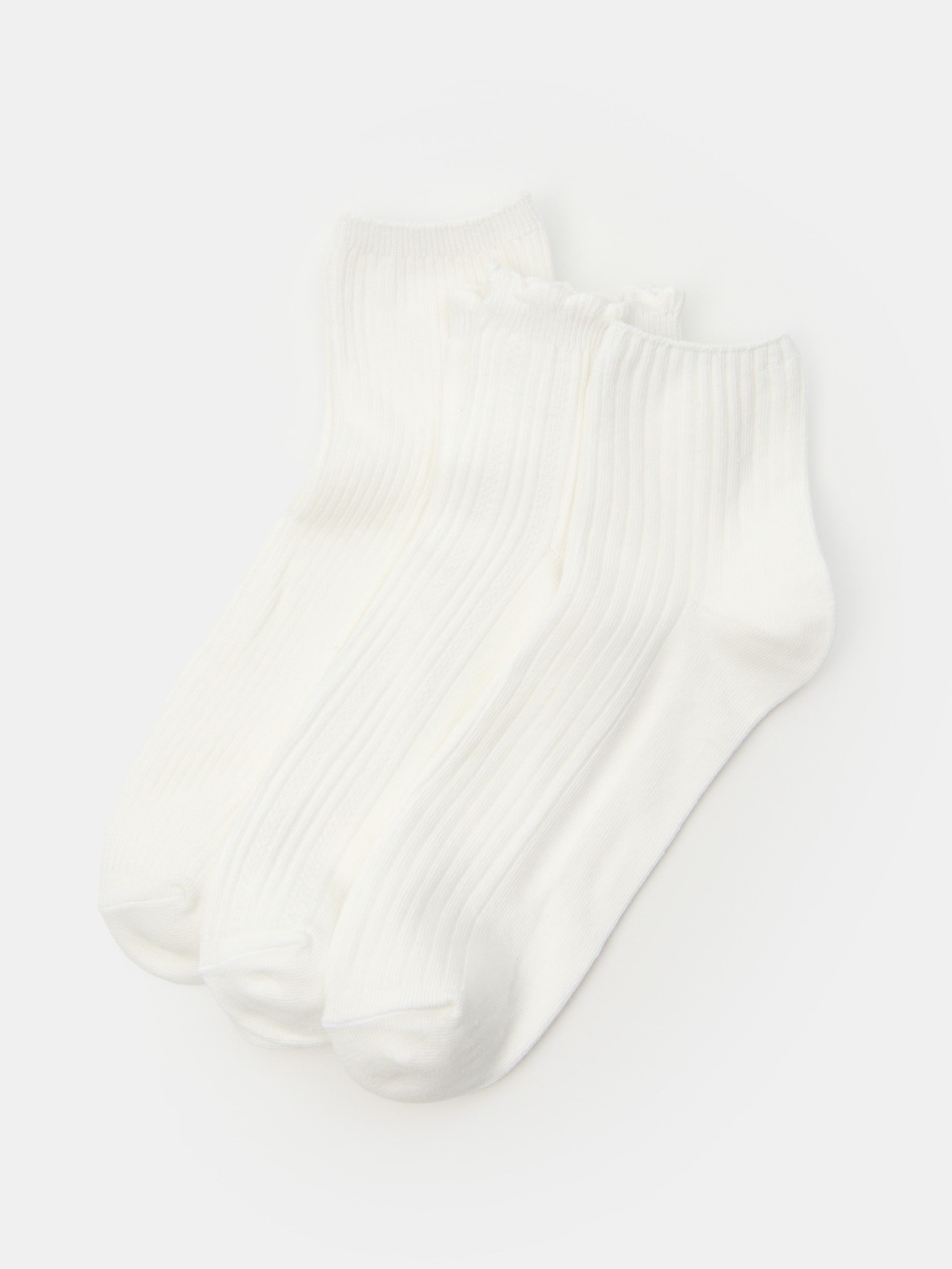 Sinsay - Skarpetki z wykończeniem falbankowym 3 pack - biały