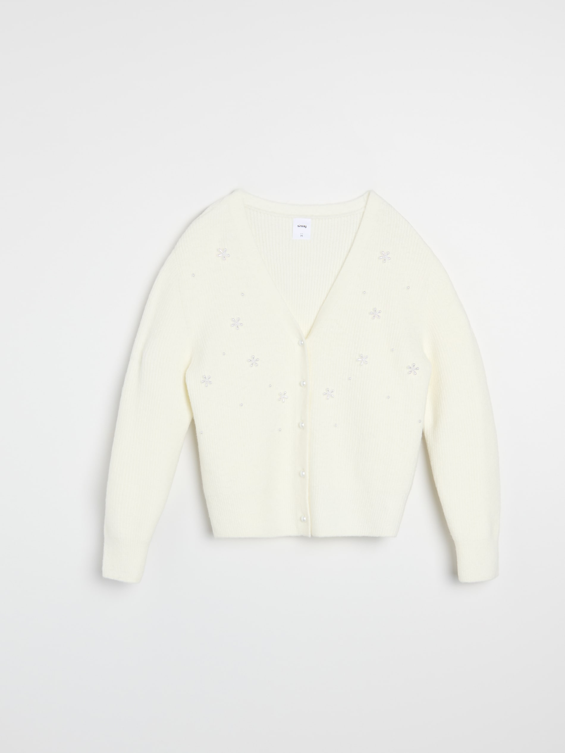 Sinsay - Πλεκτό με ριμπ ύφανση - κρεμ φωτογραφία