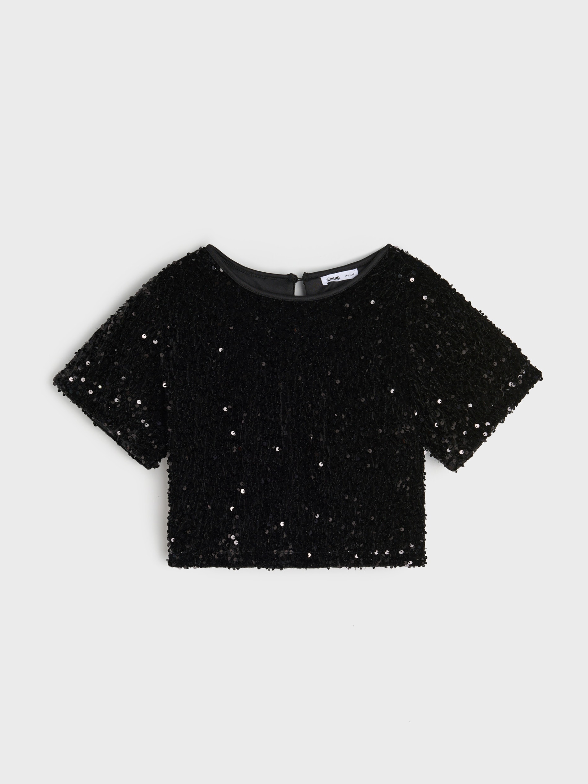 Sinsay - Κομψή μπλούζα με λαμπερές παγιέτες - μαυρο φωτογραφία