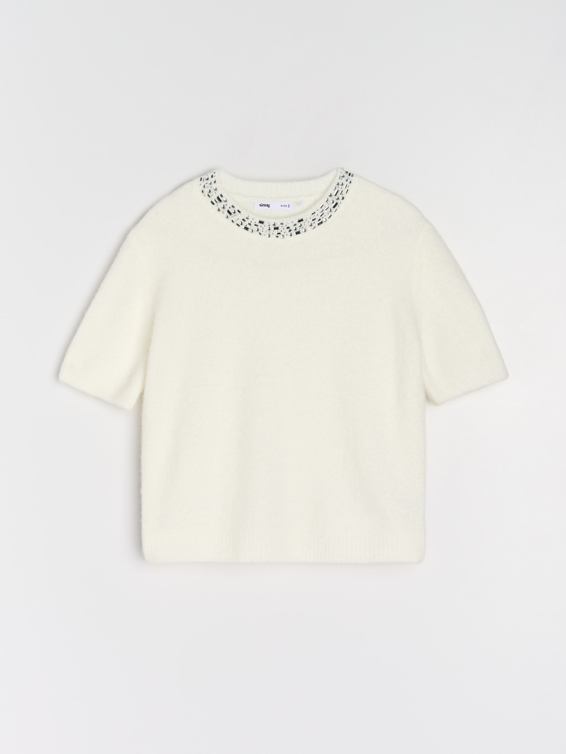 Sinsay - Μπλούζα-πουλόβερ με μείγμα μαλλιού - κρεμ φωτογραφία