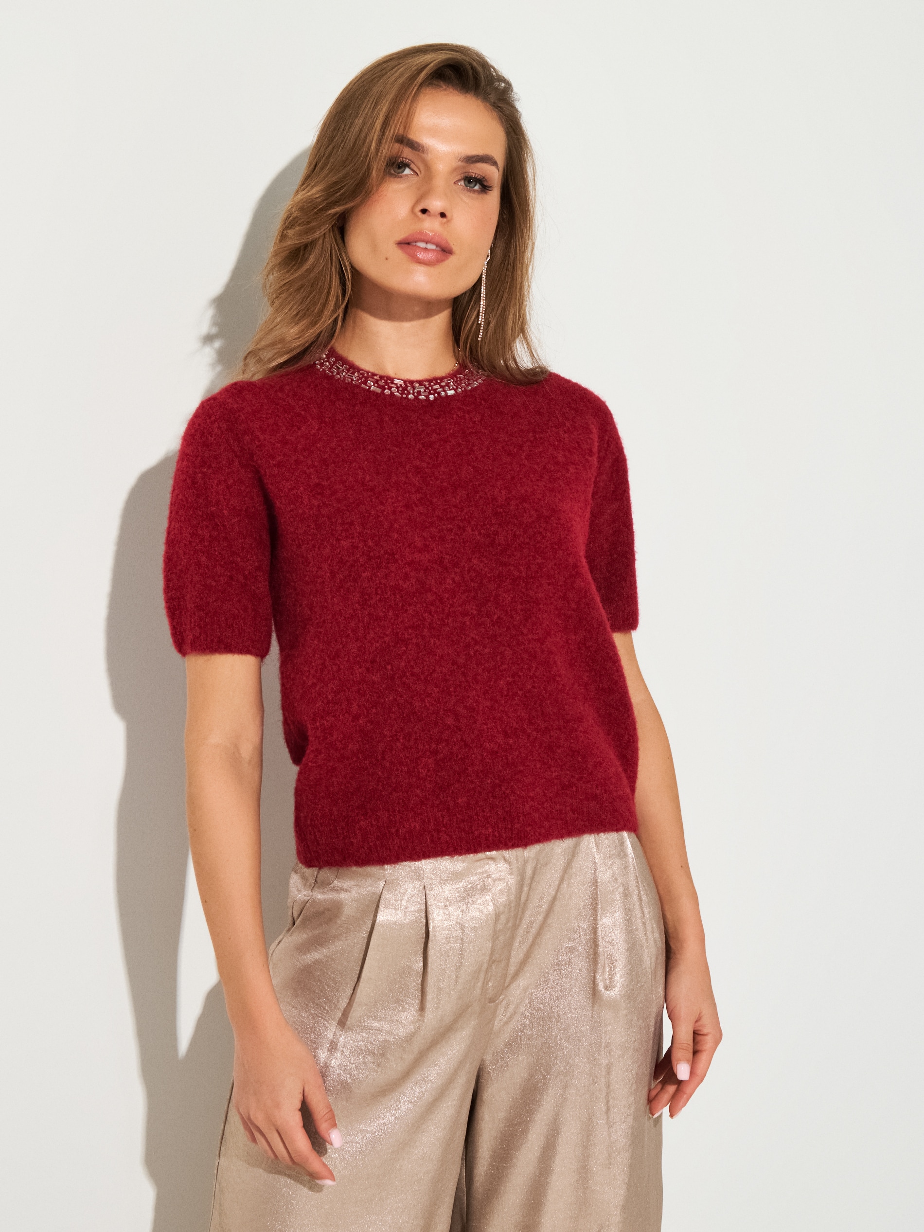 Sinsay - Μπλούζα-πουλόβερ με μείγμα μαλλιού - κοκκινο φωτογραφία