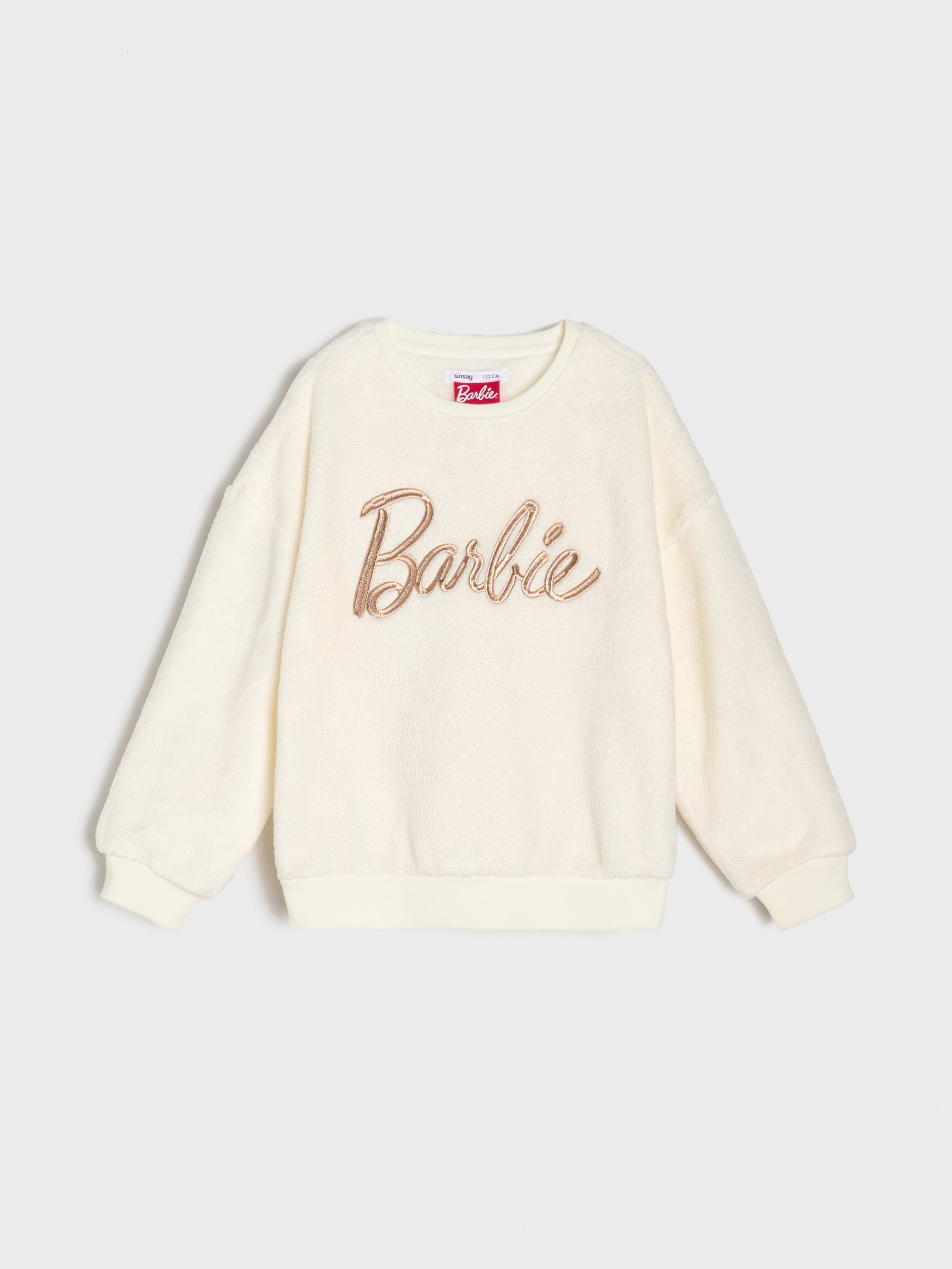 Sinsay - Μπλούζα με λαιμόκοψη crewneck Barbie - κρεμ φωτογραφία