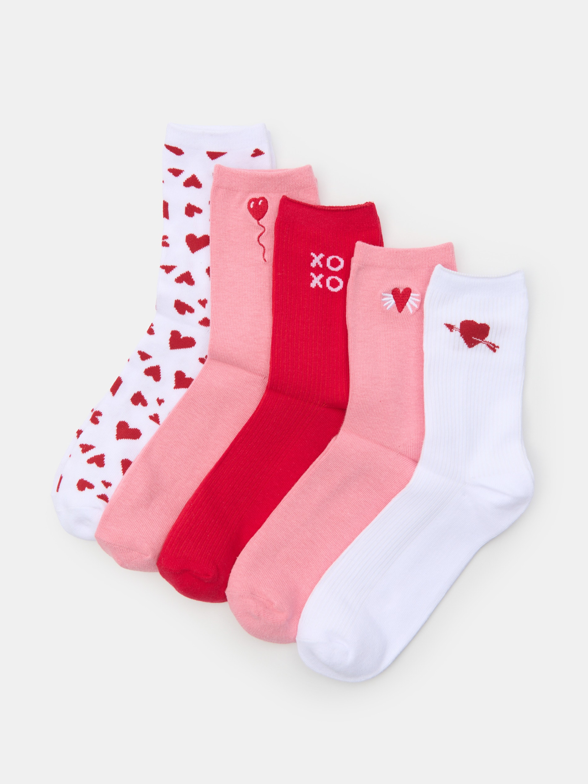 Sinsay - Prążkowane skarpetki z nadrukiem z motywem walentynkowym 5 pack - wielobarwny