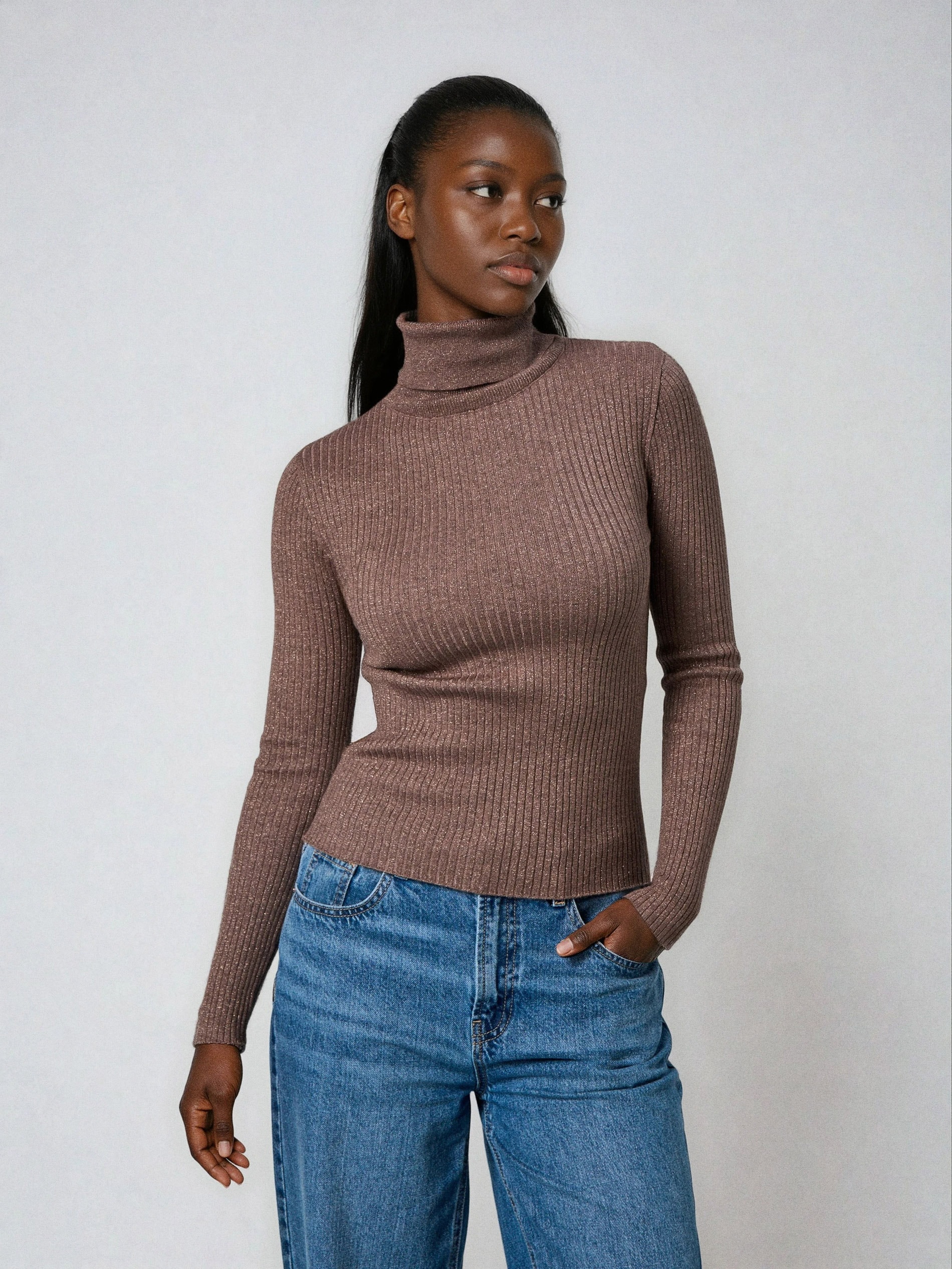 Sinsay - Πλεκτό με ριμπ ύφανση - σκουρο καφε φωτογραφία