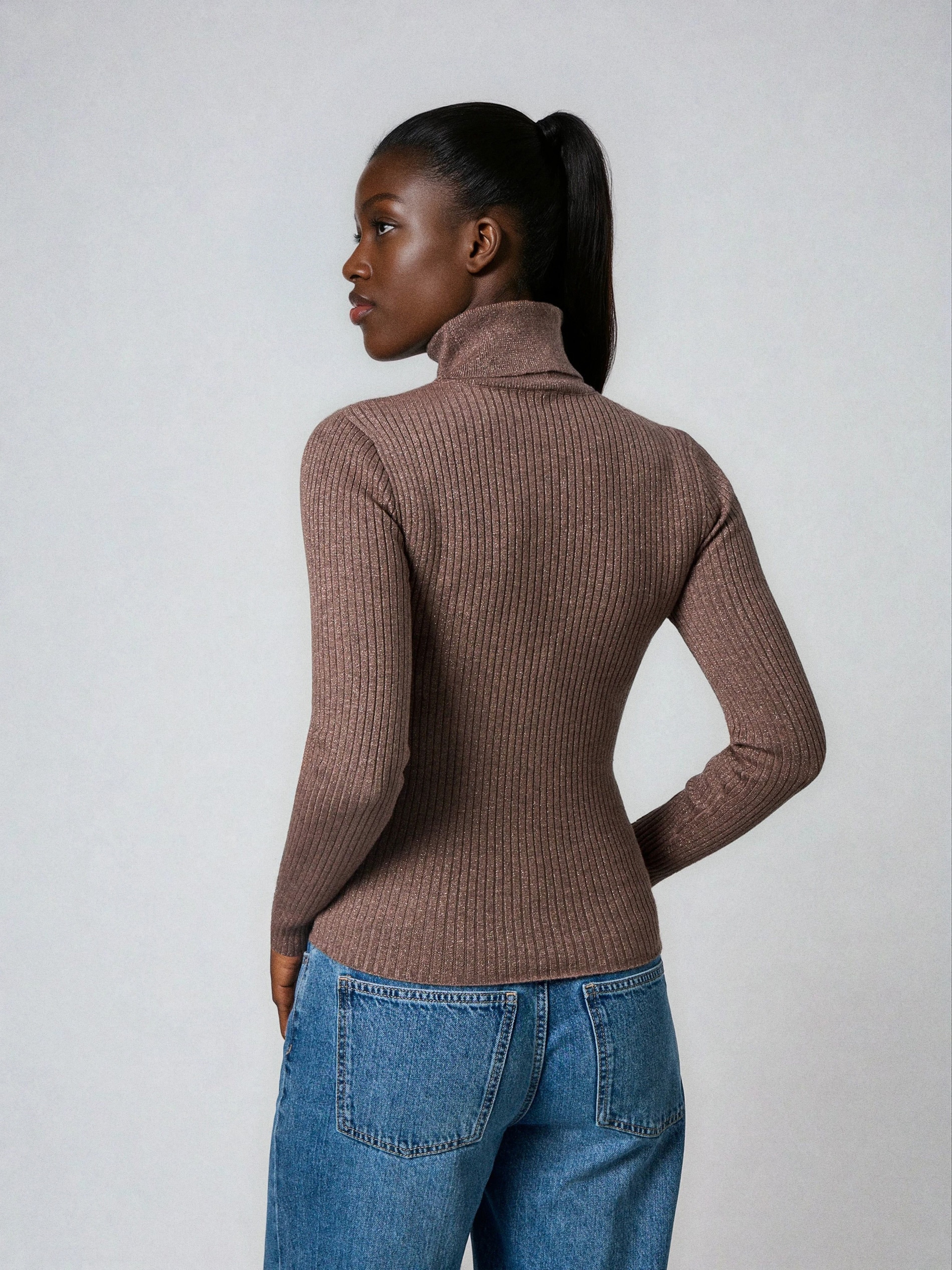 Sinsay - Πλεκτό με ριμπ ύφανση - σκουρο καφε φωτογραφία