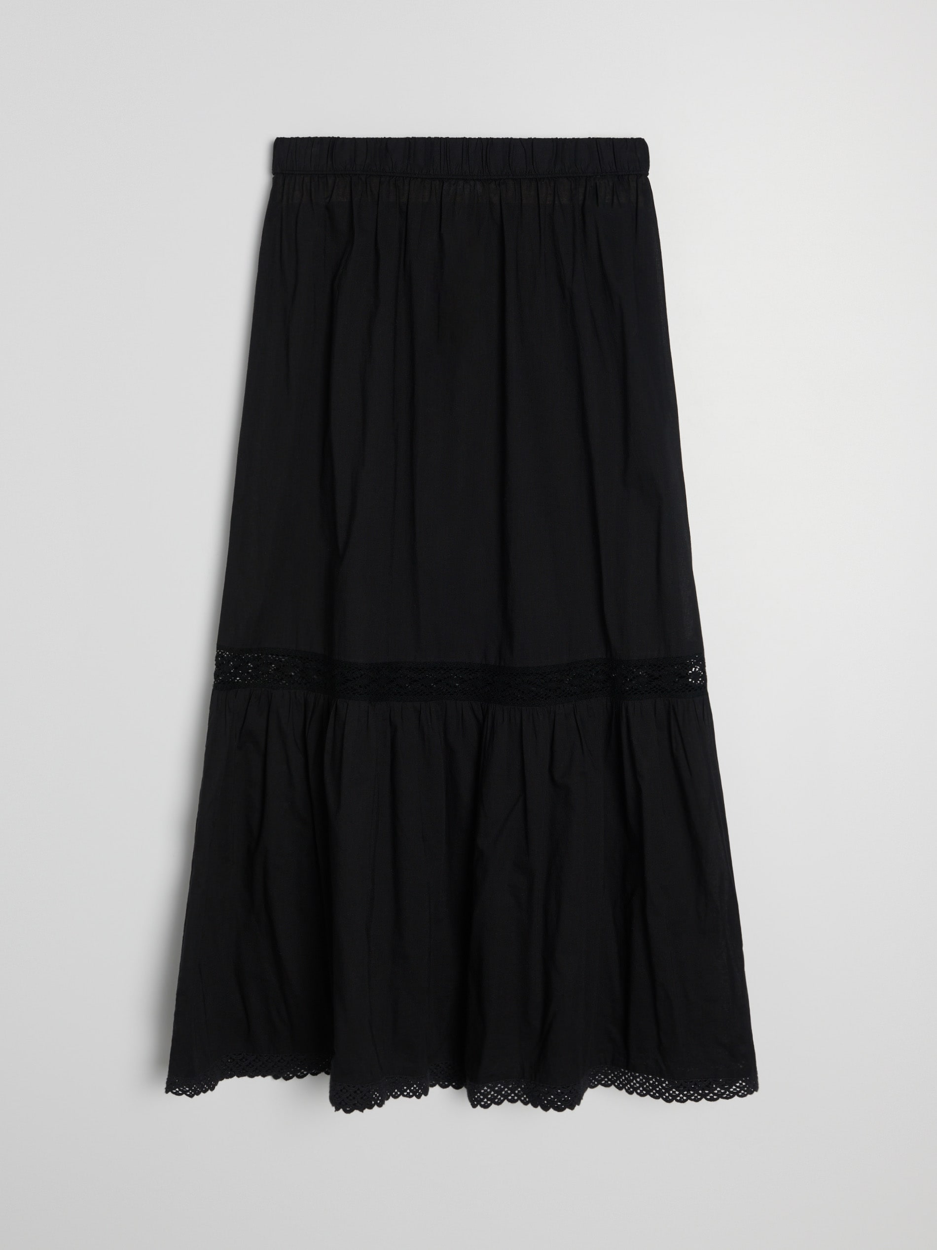 Sinsay - Bawełniana spódnica midi z ażurowymi elementami - czarny