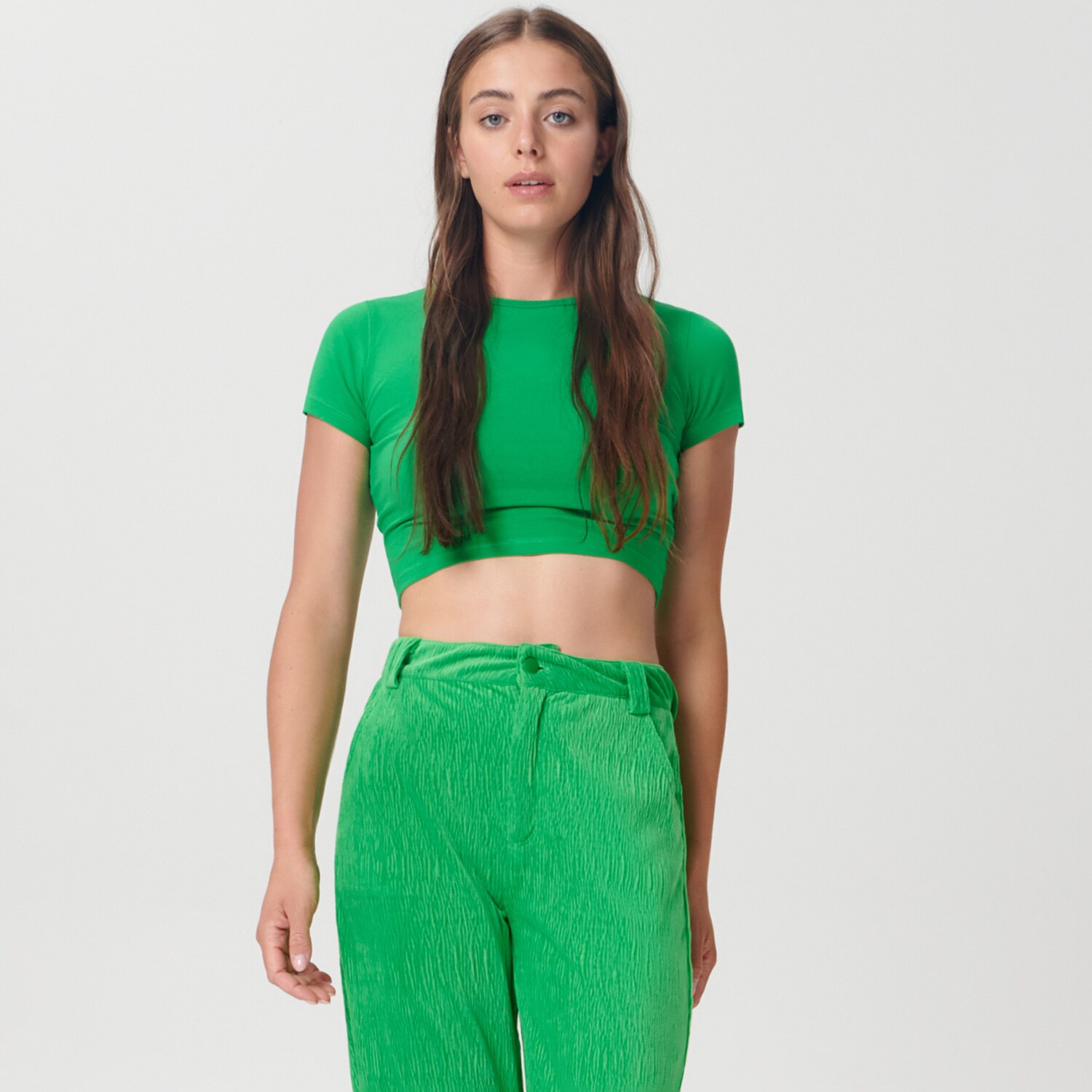 Sinsay - Top scurt uni - Verde