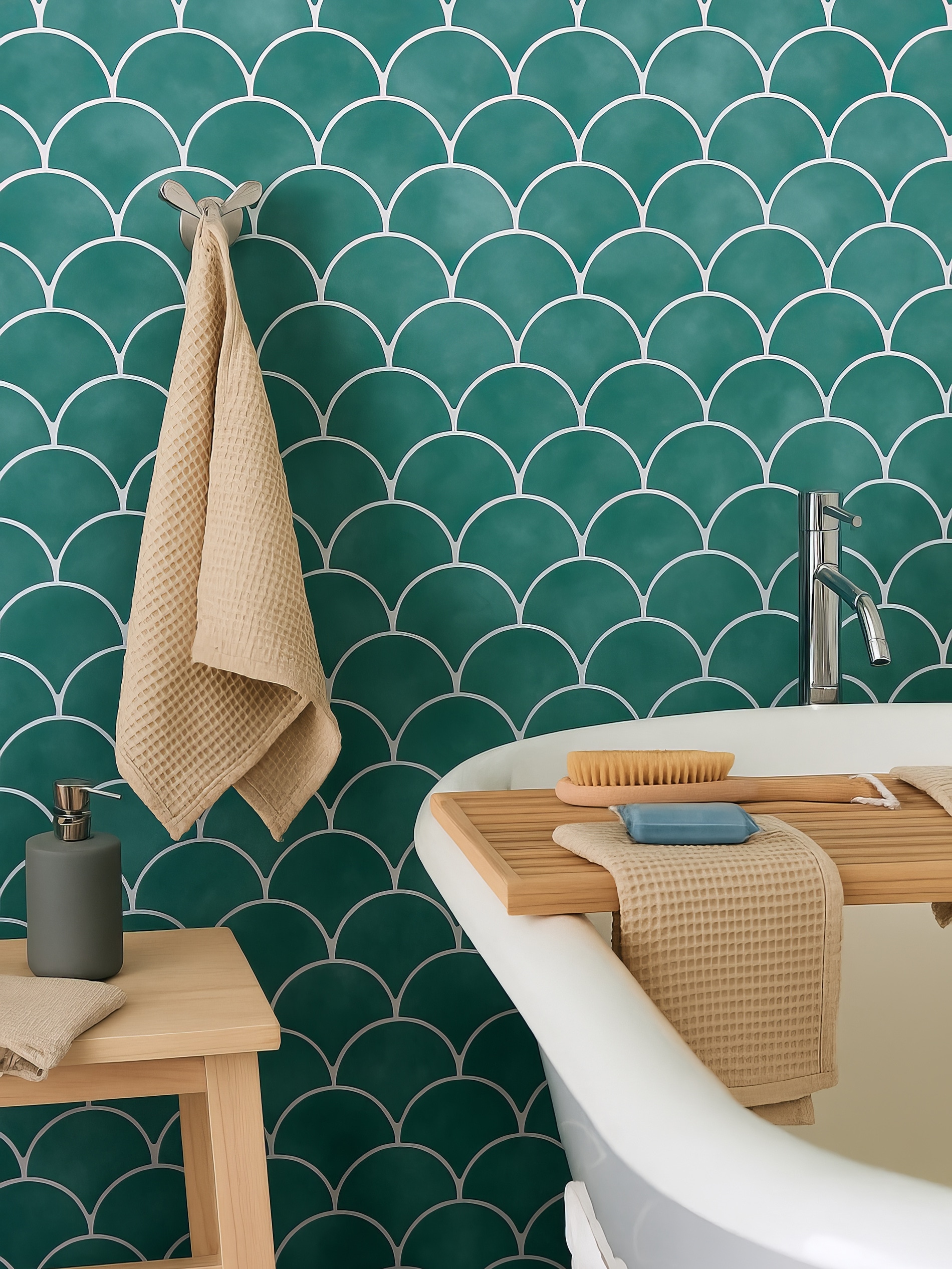 Sinsay - Αυτοκόλλητα πλακάκια, σετ 4 τεμαχίων - καφετι πρασινο φωτογραφία