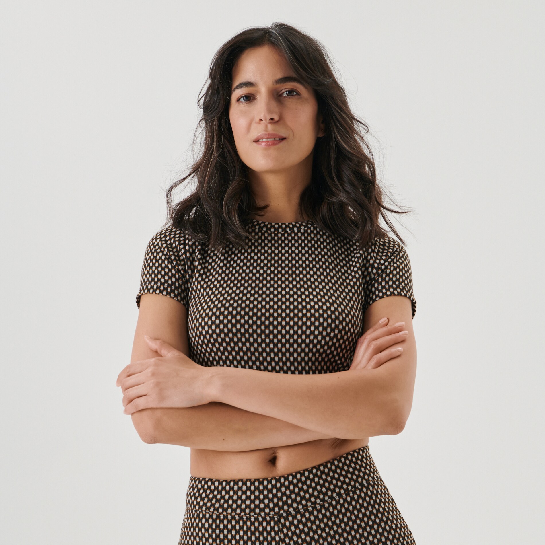Sinsay - Crop top con motivos - Marrón
