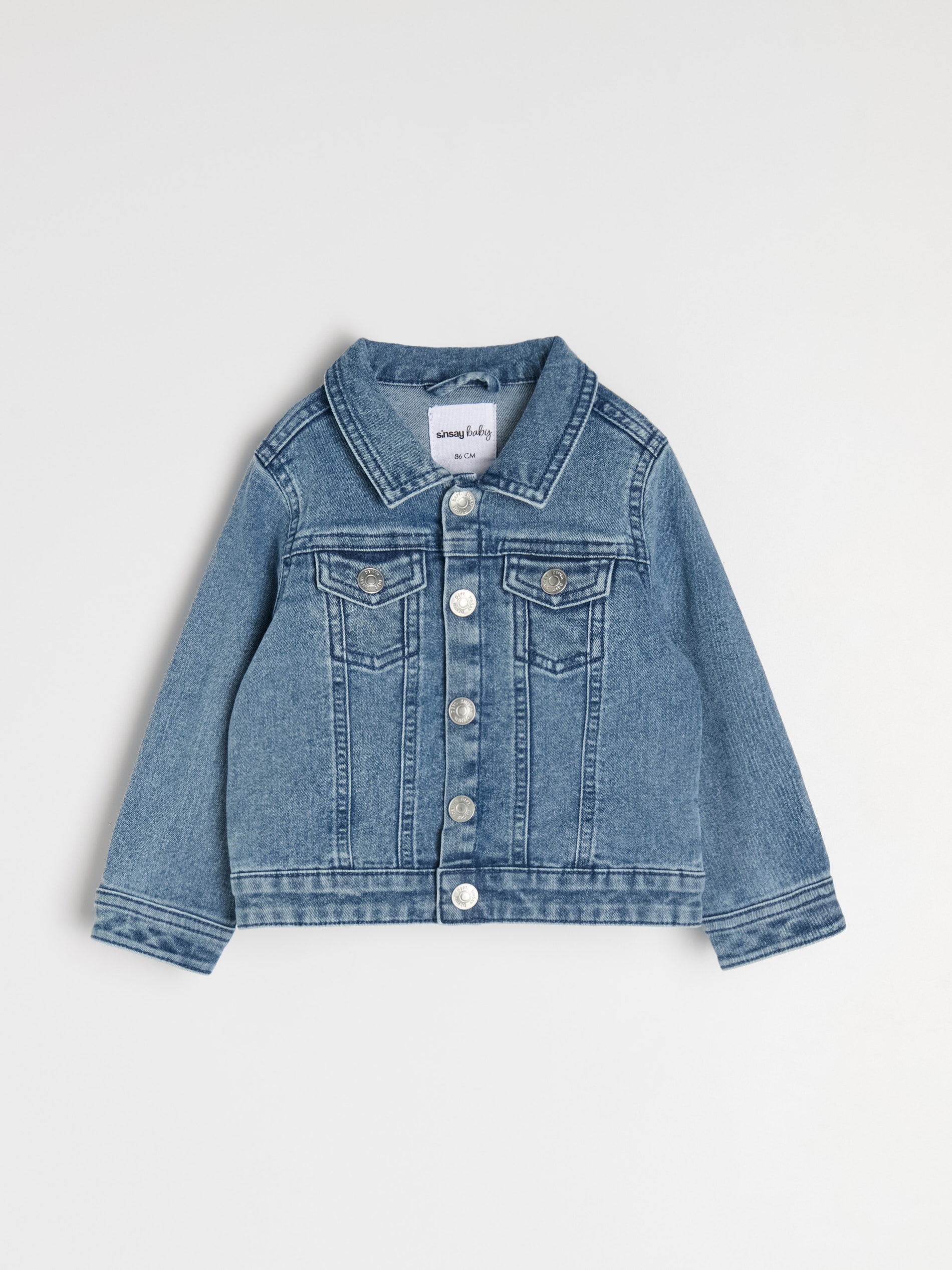 Sinsay - Bawełniana kurtka jeansowa - niebieski