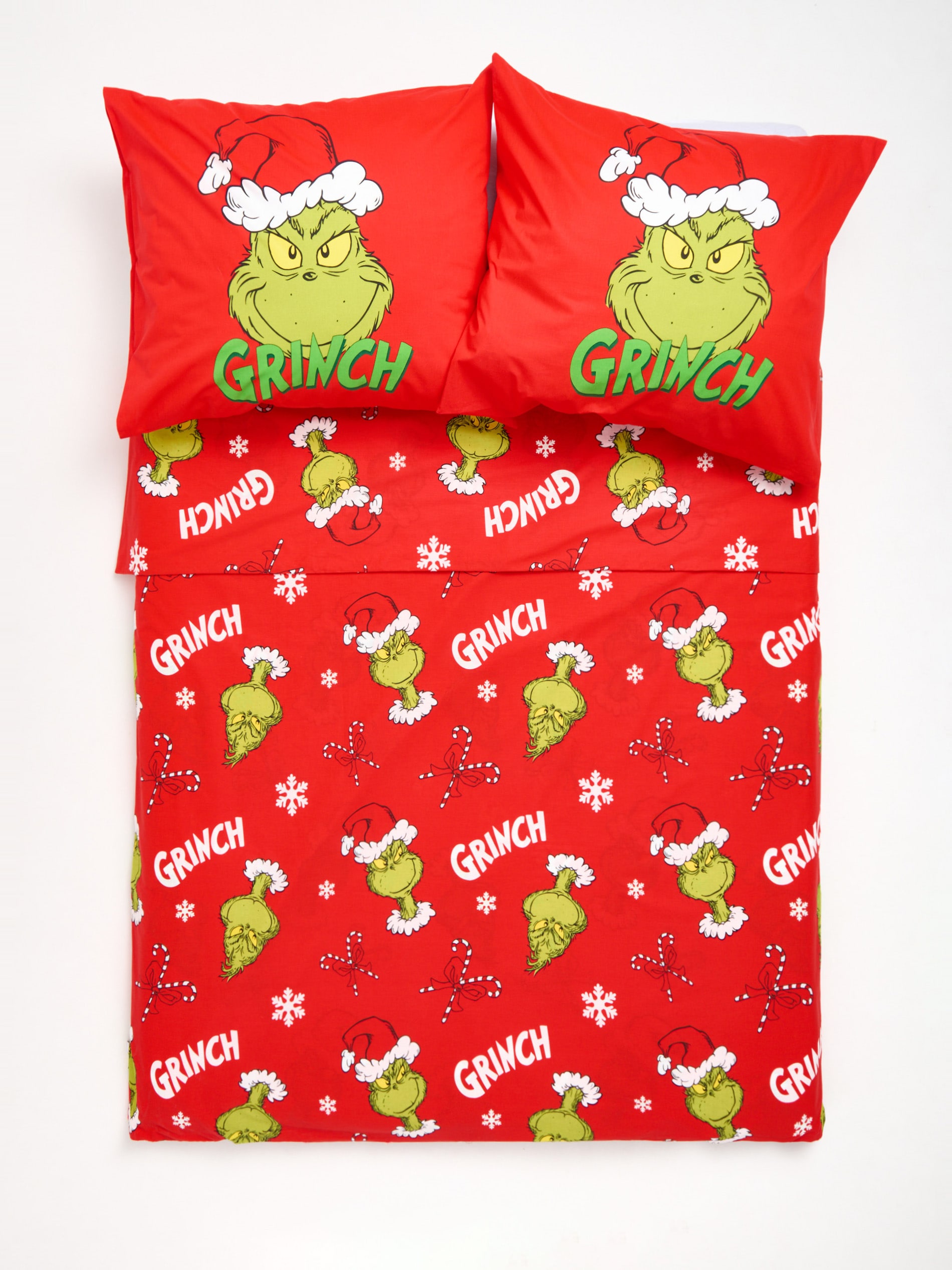 Sinsay - Σετ βαμβακερών σεντονιών με χριστουγεννιάτικο σχέδιο Grinch - κοκκινο φωτογραφία