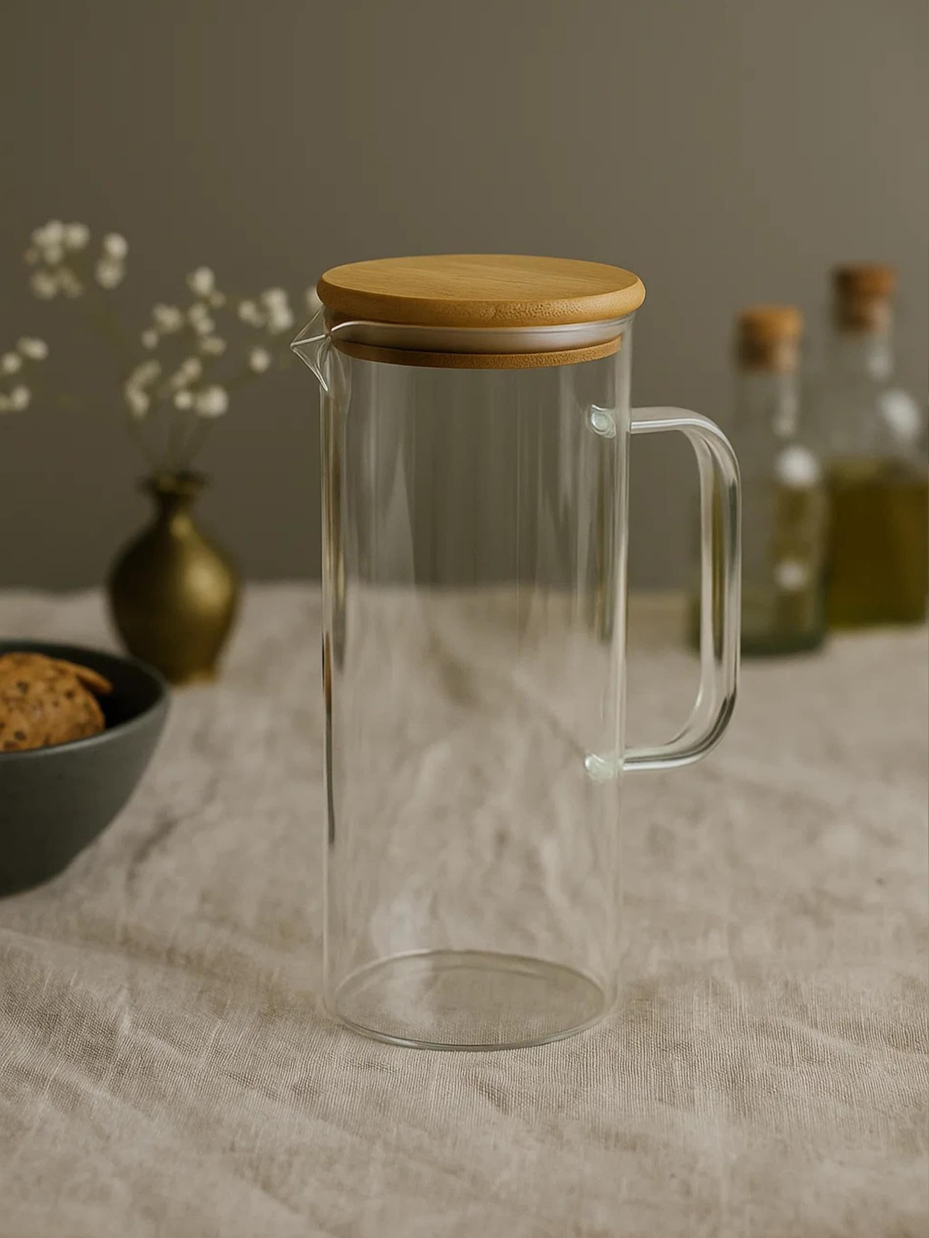 Sinsay - Γυάλινη κανάτα με χερούλι και καπάκι - clear φωτογραφία