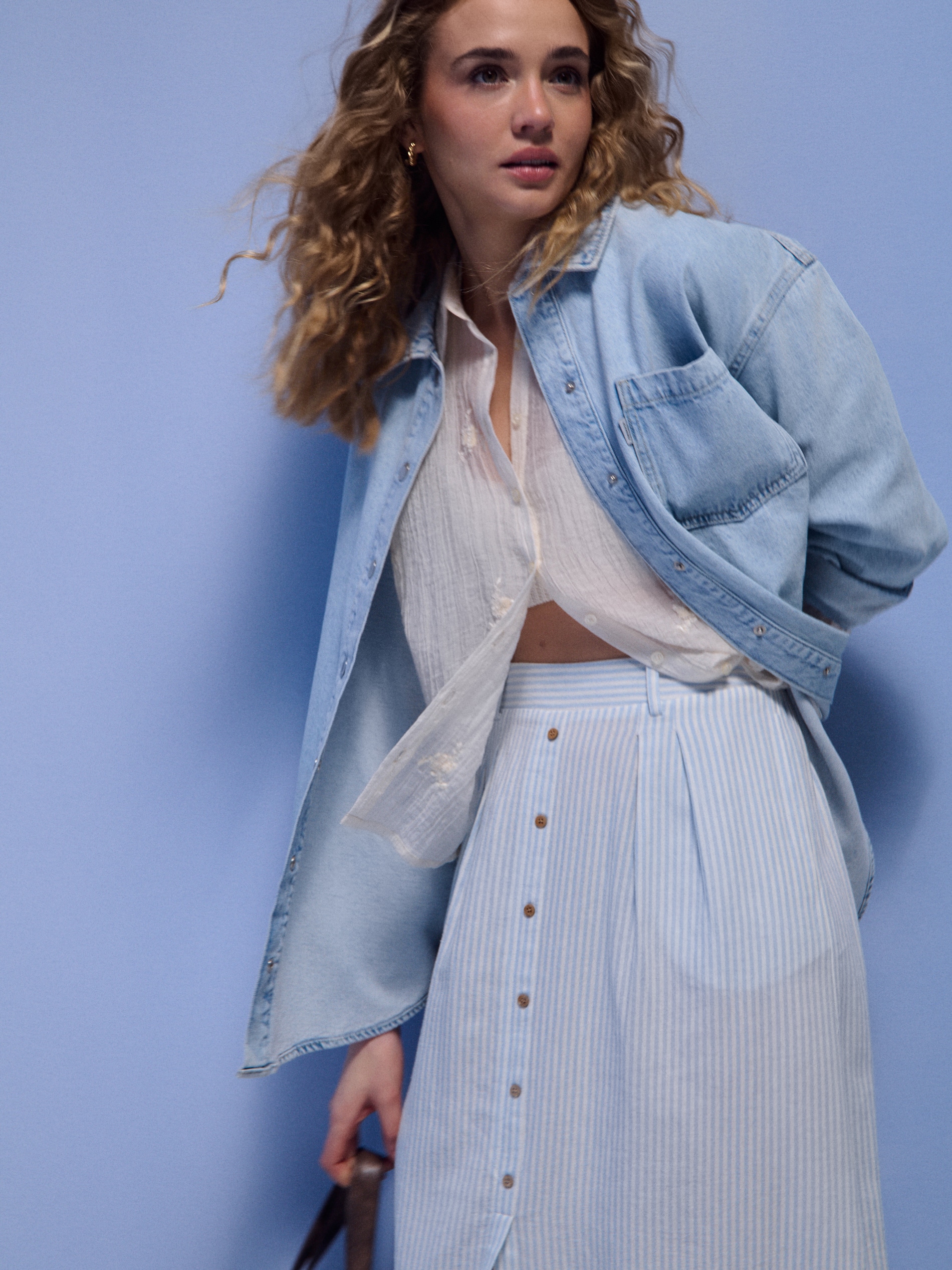 Sinsay - Bawełniana spódnica midi w paski - wielobarwny