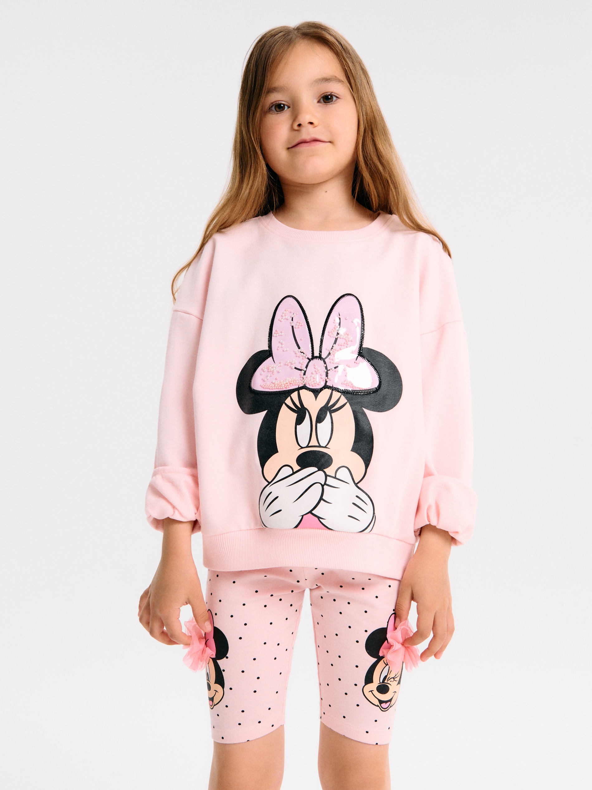 Sinsay - Krótkie legginsy z ozdobnym tiulem Minnie Mouse - różowy