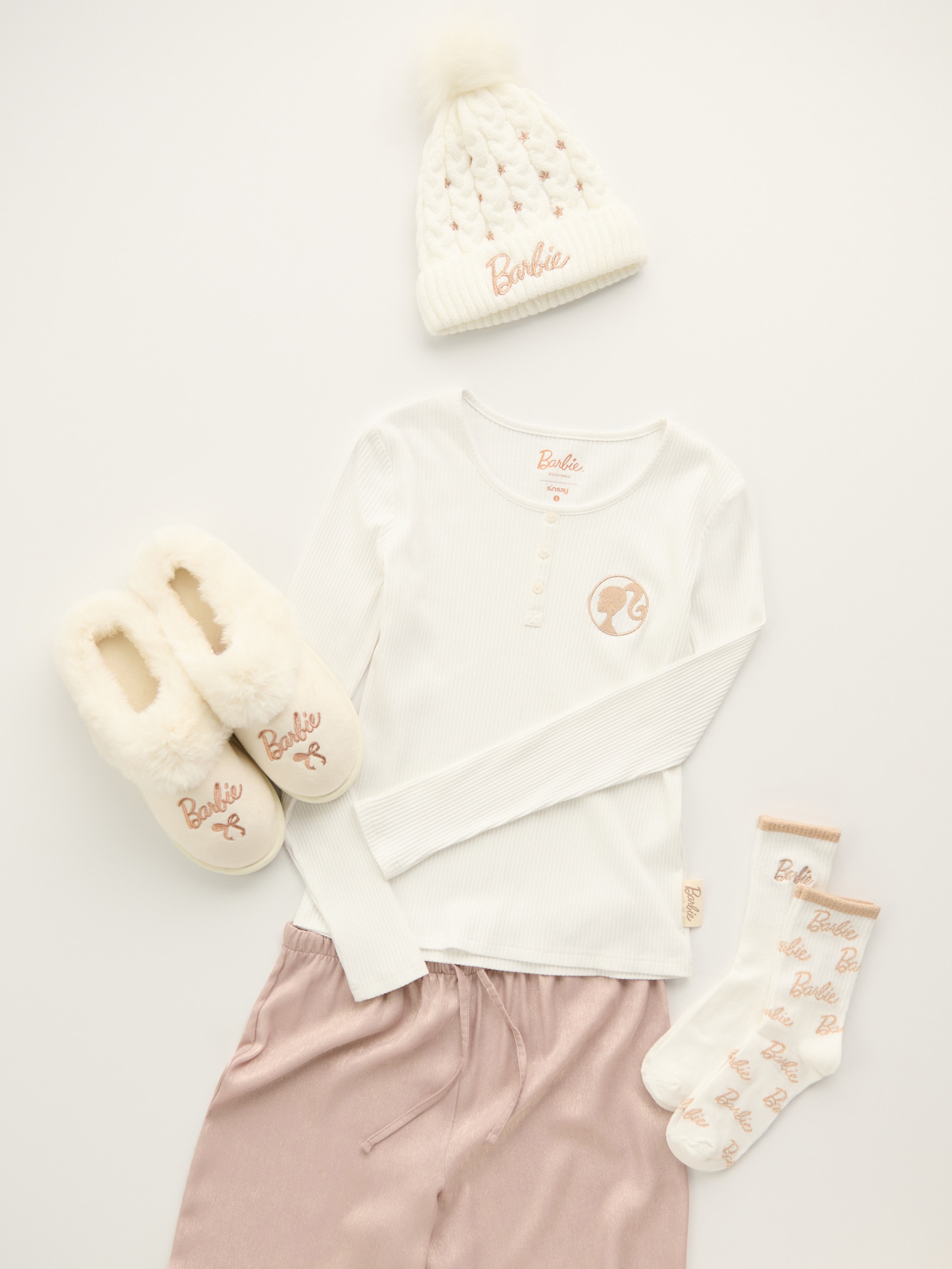 Sinsay - Σετ με 3 ζεύγη κάλτσες Barbie - κρεμ φωτογραφία