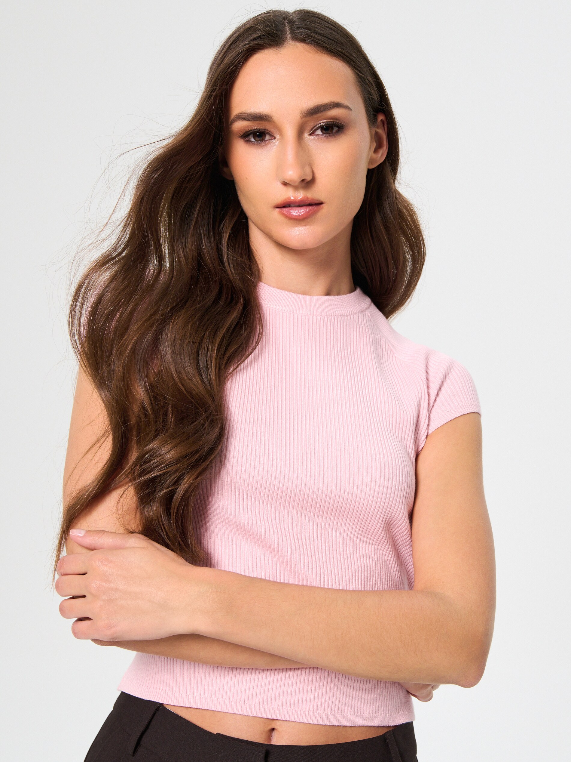 Sinsay - Πλεκτή μπλούζα - ροζ παστελ φωτογραφία