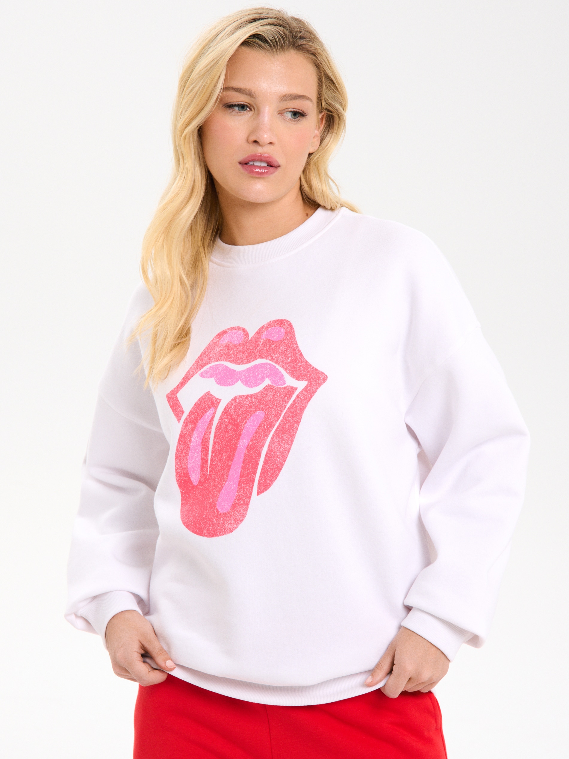 Sinsay - Bluza z nadrukiem The Rolling Stones - kremowy
