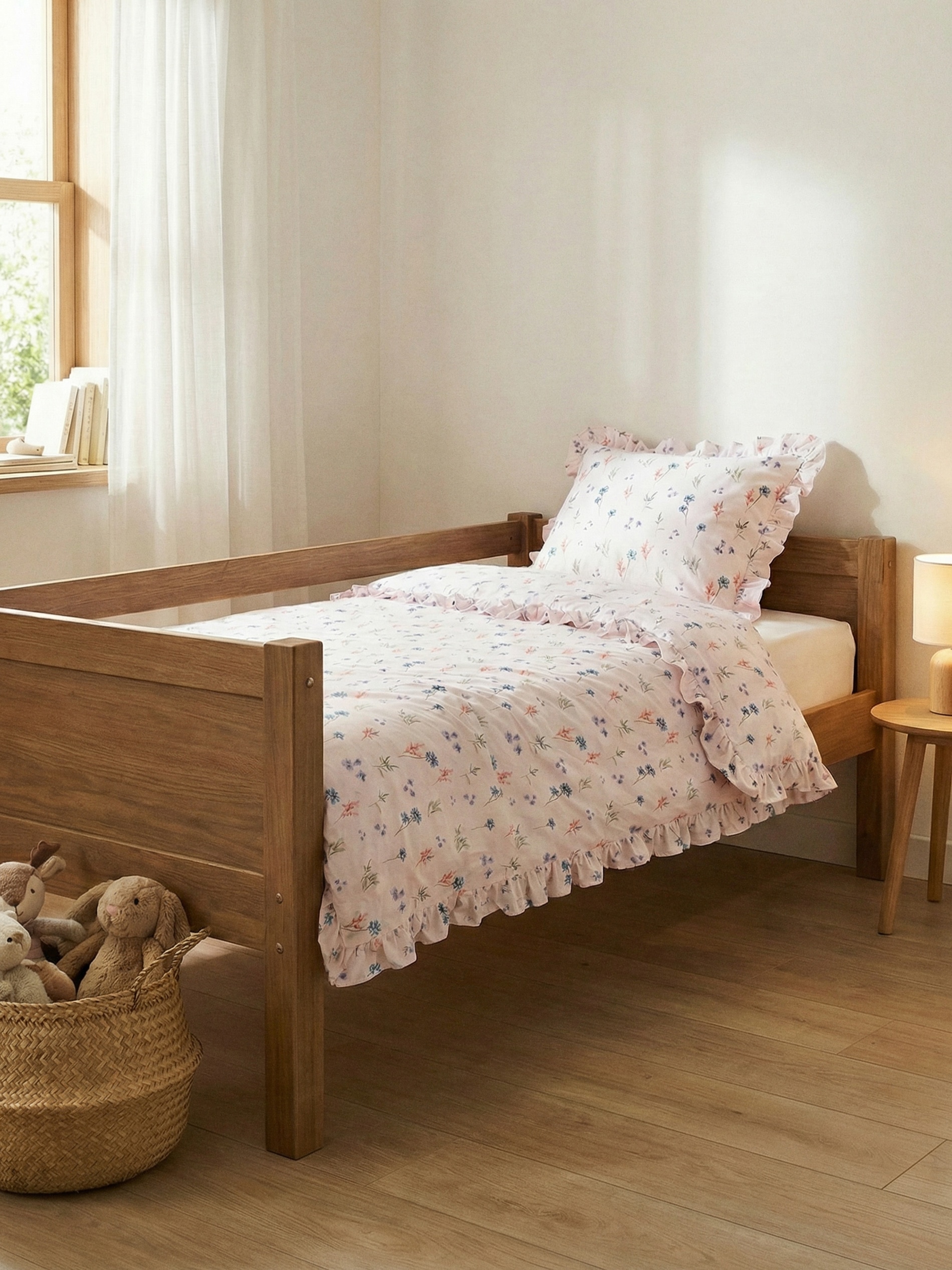 Sinsay - Bawełniana pościel dziecięca z falbanami - różowy