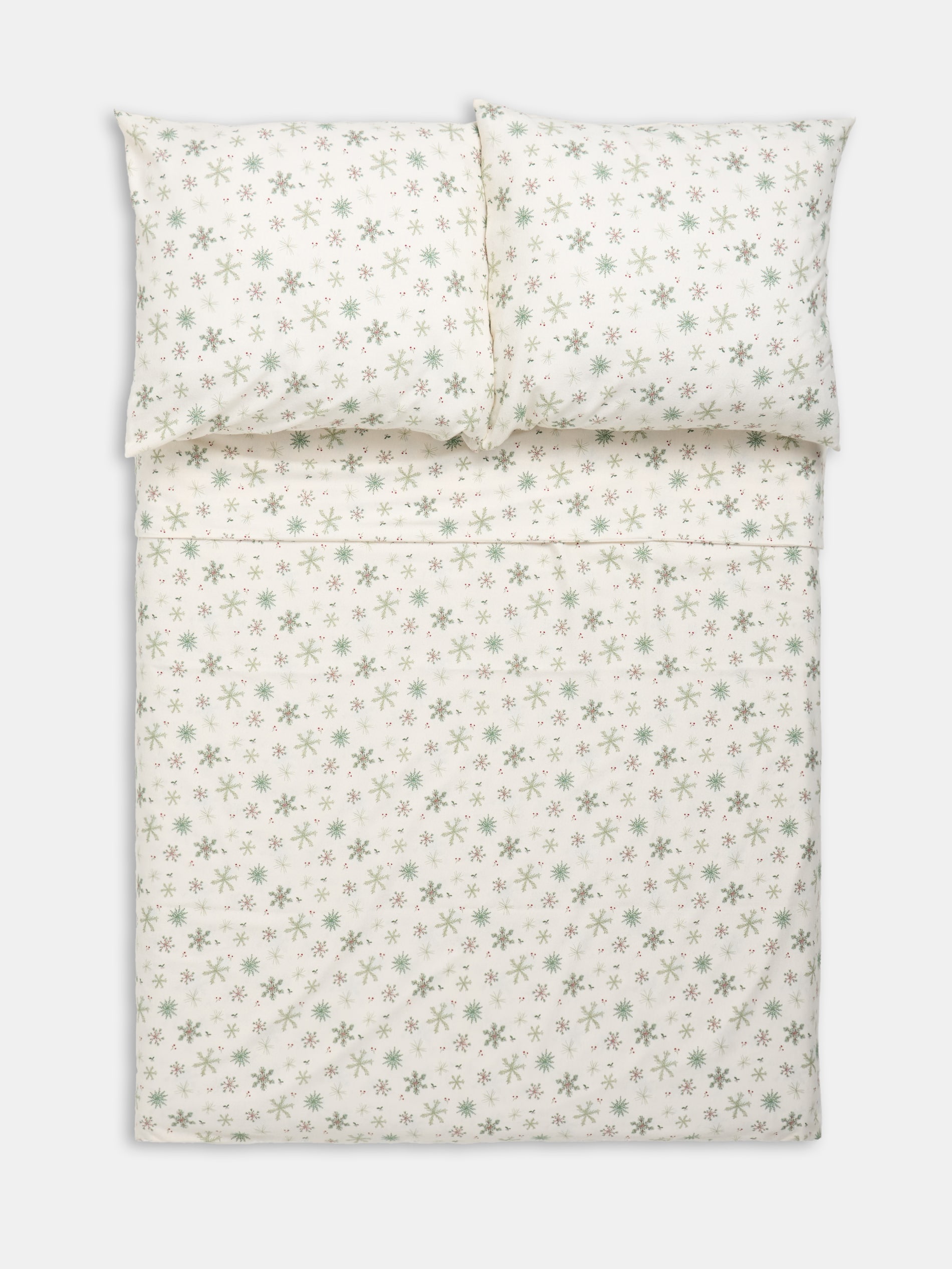 Sinsay - Σετ κλινοσκεπασμάτων Χριστουγέννων με μοτίβο νιφάδων χιονιού - κρεμ φωτογραφία