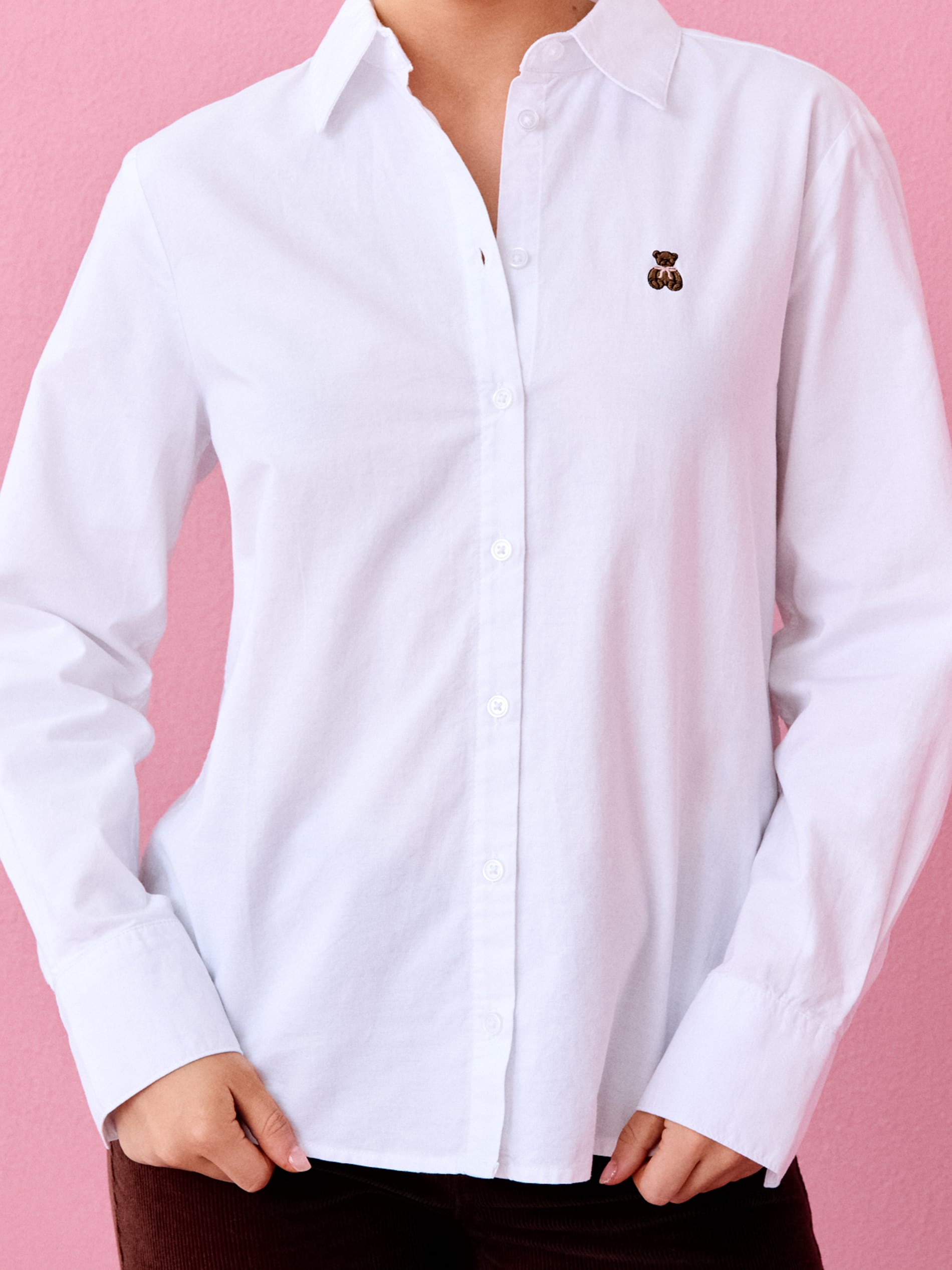 Sinsay - Πουκάμισο από βαμβάκι με κεντητό - λευκο φωτογραφία