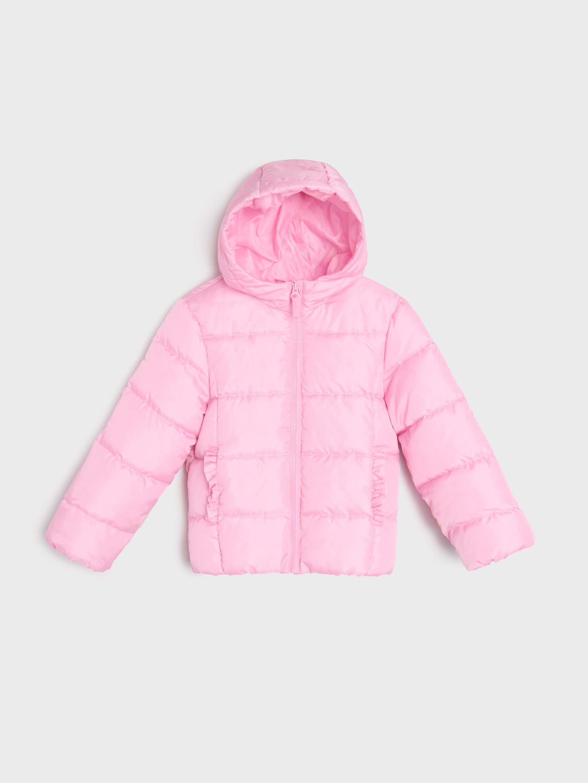 Sinsay - Pikowana kurtka puffer z kapturem - różowy