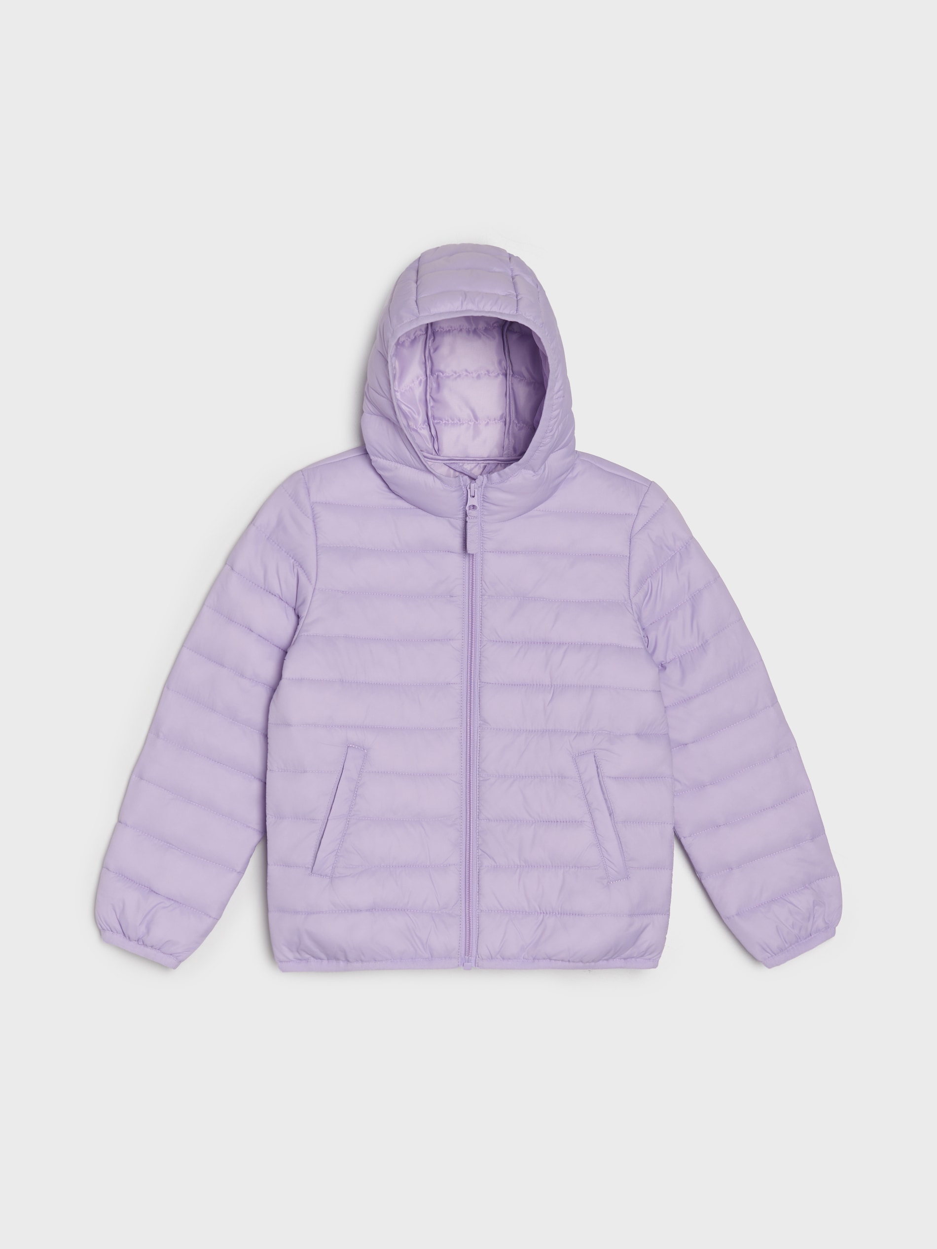 Sinsay - Pikowana kurtka puffer z kapturem - fioletowy