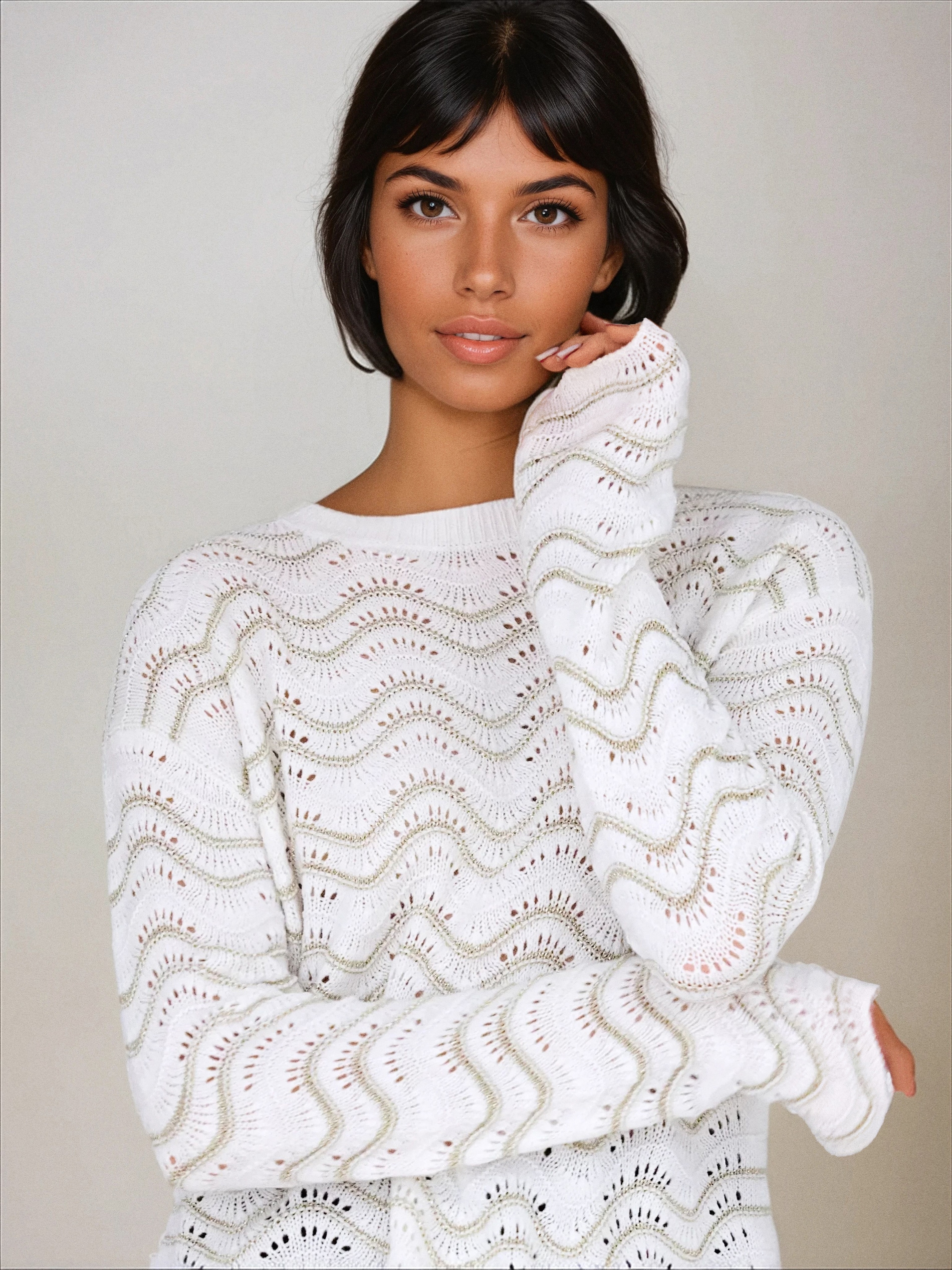 Sinsay - Sweter w paski - kremowy