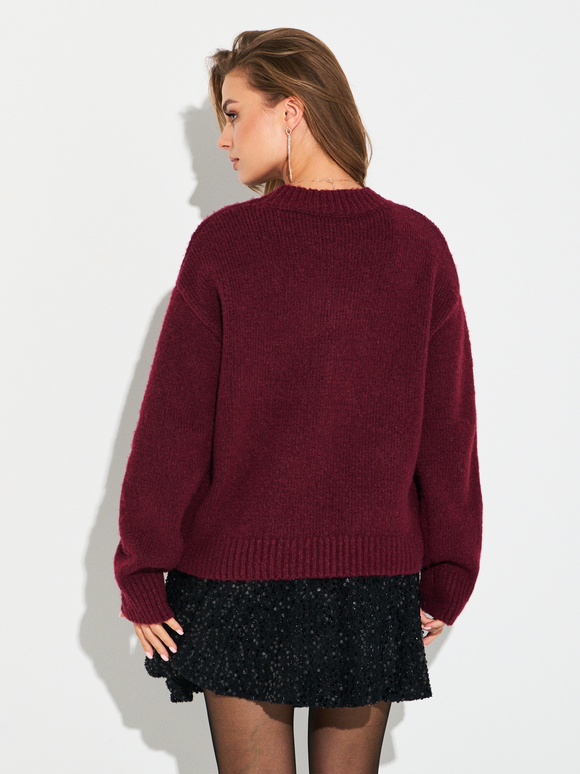 Sinsay - Πουλόβερ με εφαρμογή παγιέτας σε σχήμα φιόγκου με μείγμα μαλλιού - χρωμα της ορχιδεας φωτογραφία