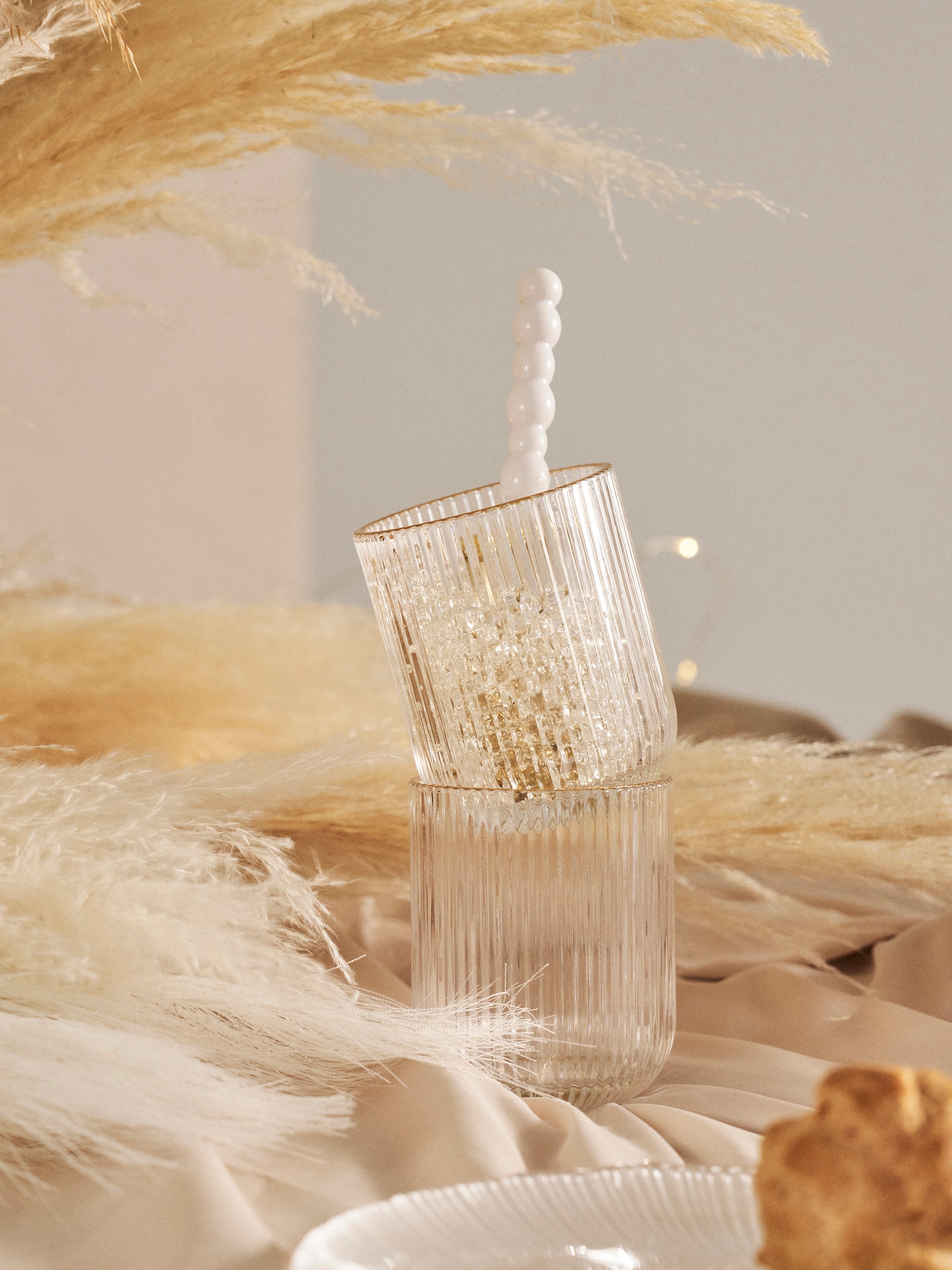 Sinsay - Ποτήρια με ραβδώσεις, σετ 2 τεμαχίων - λευκο φωτογραφία