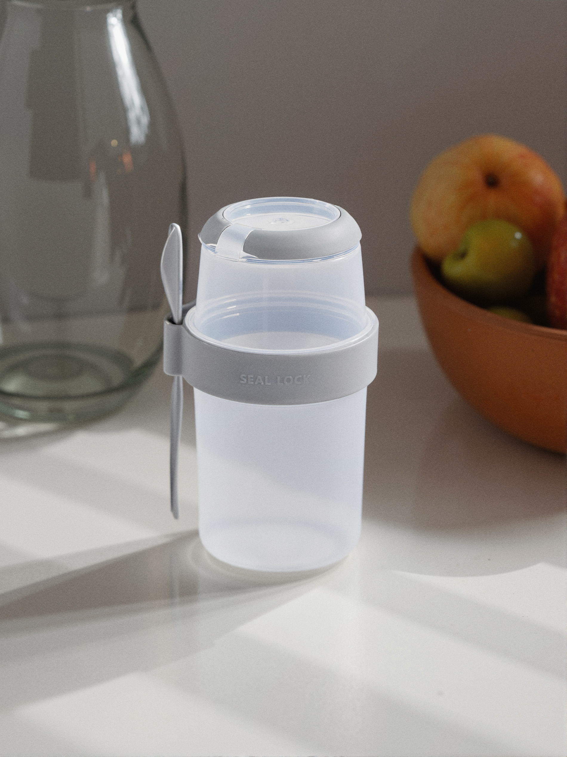 Sinsay - Δοχείο φαγητού δύο τεμαχίων με πιρούνι - ανοιχτό γκρι φωτογραφία