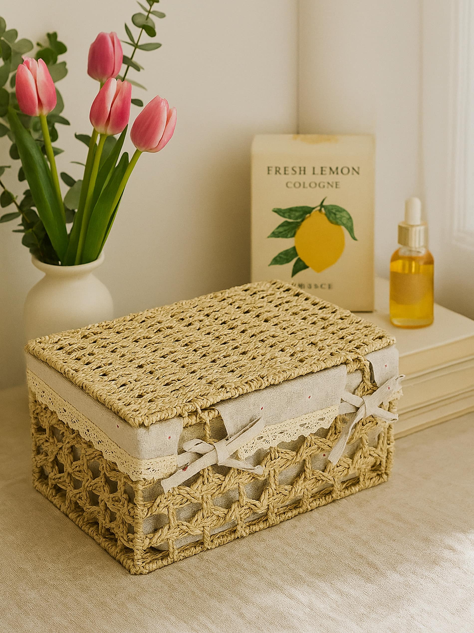 Sinsay - Πλεκτό καλάθι αποθήκευσης - μπεζ φωτογραφία