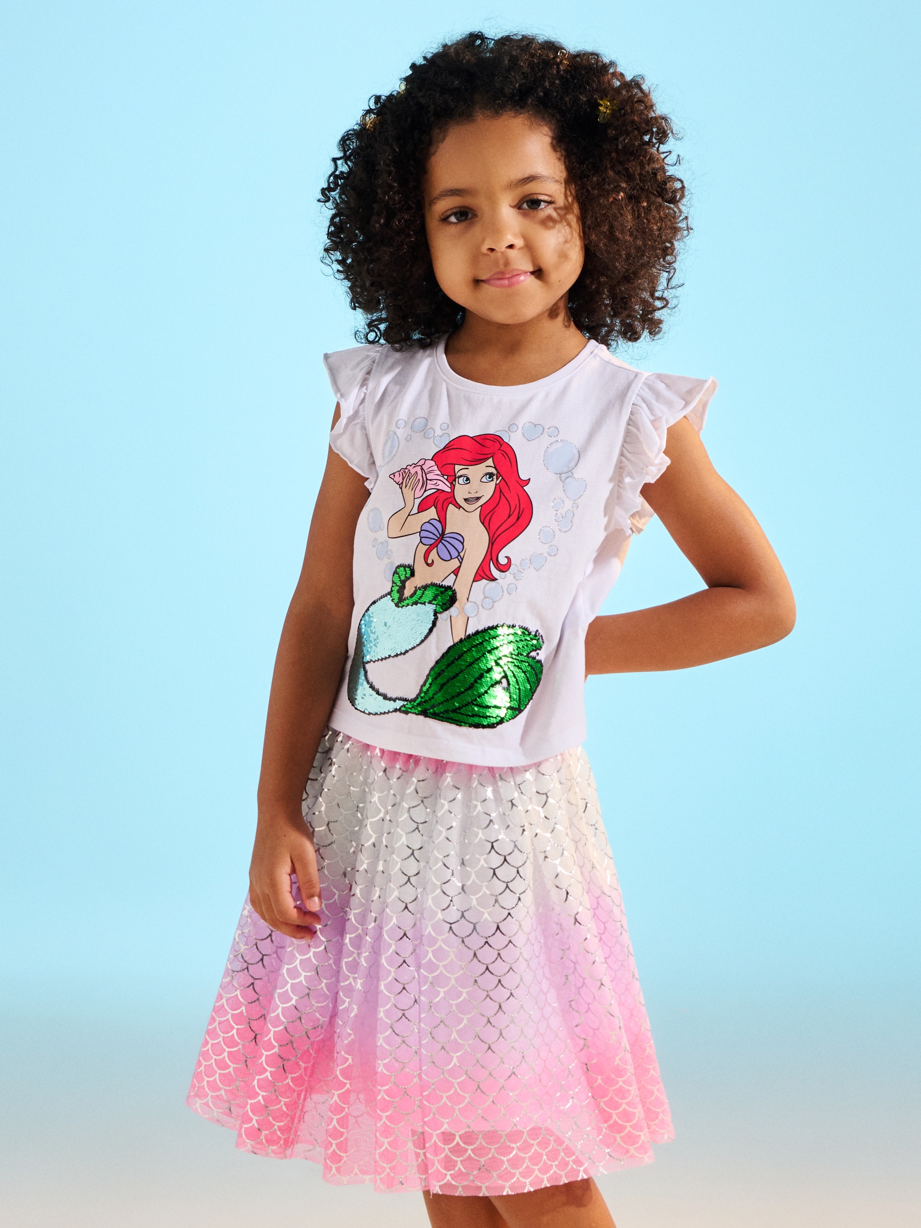 Sinsay - Komplet: koszulka i spódniczka Ariel - wielobarwny