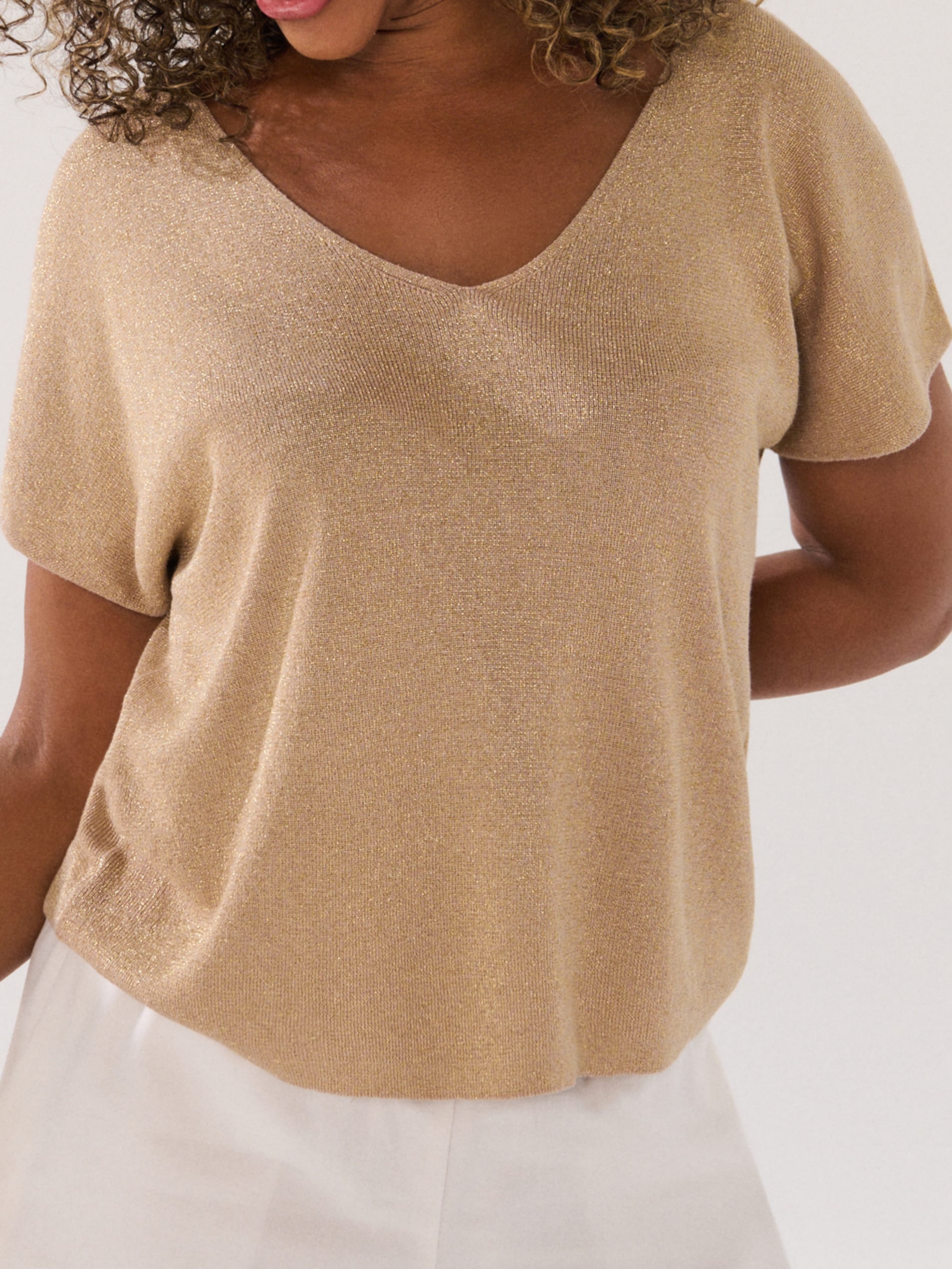 Sinsay - Swetrowa bluzka z metalizowaną nicią - złoty