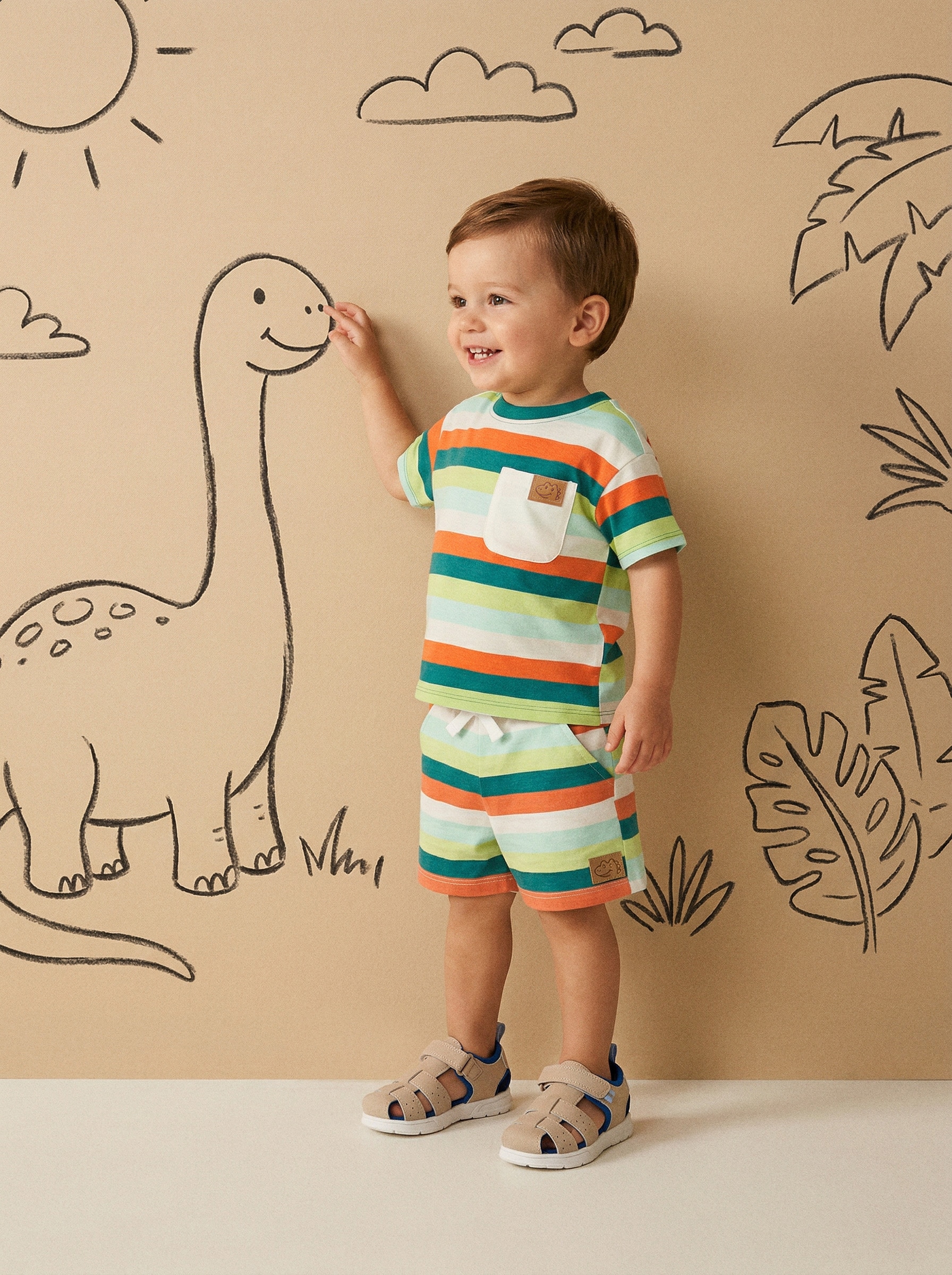 Sinsay - Bawełniane szorty w paski - wielobarwny