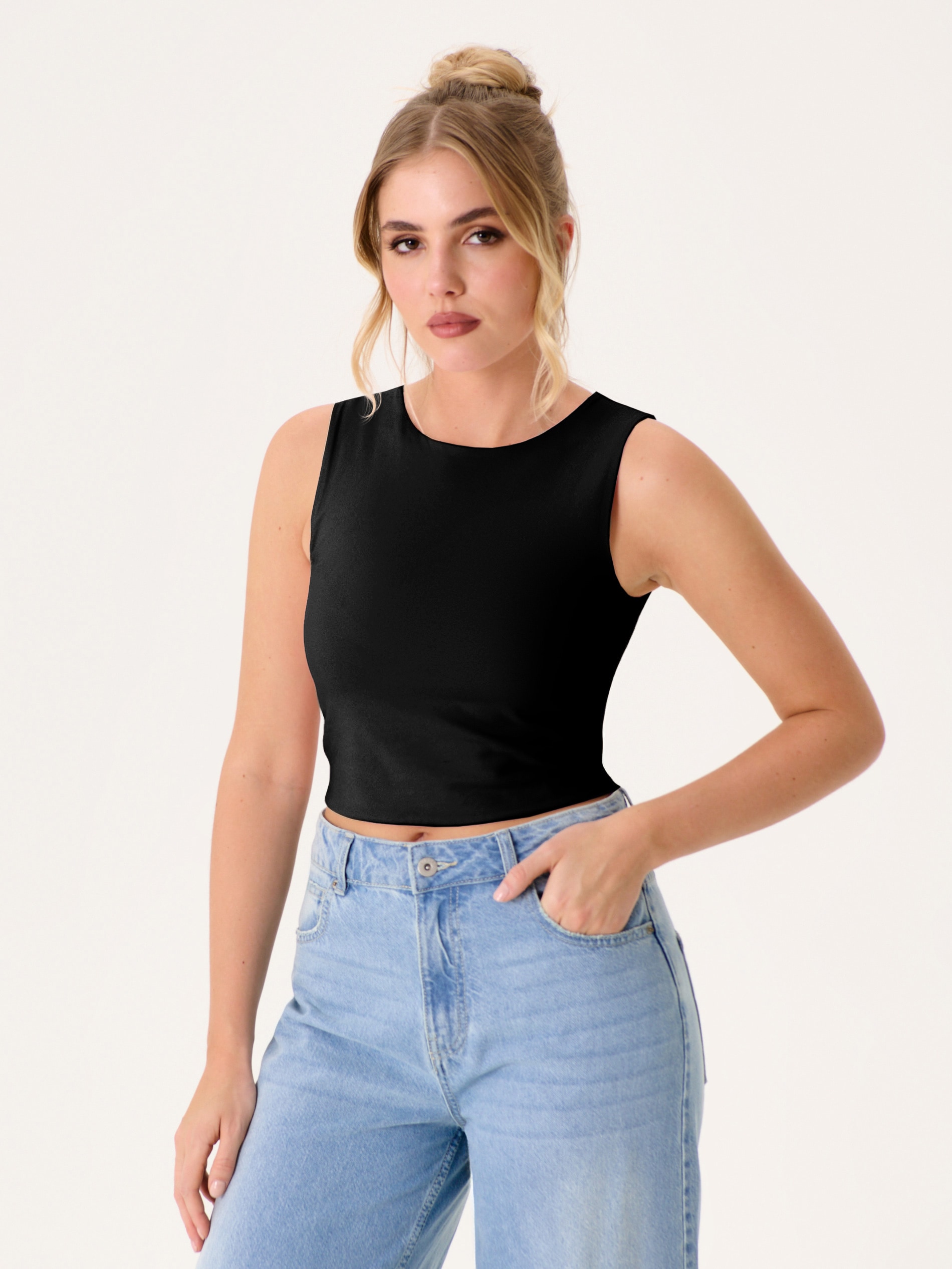 Sinsay - Crop top - czarny