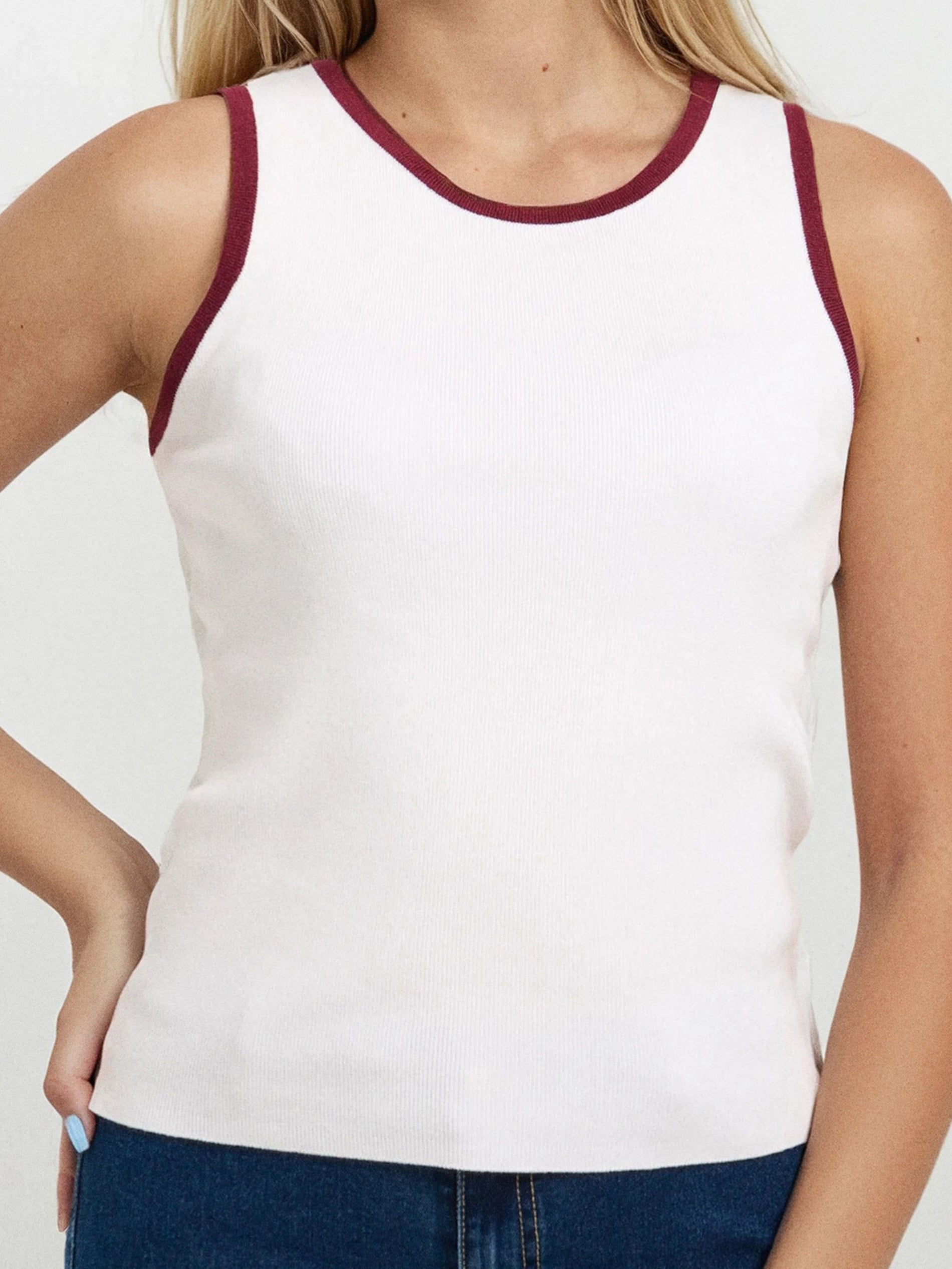 Sinsay - Μπλούζα χωρίς μανίκια - κρεμ φωτογραφία