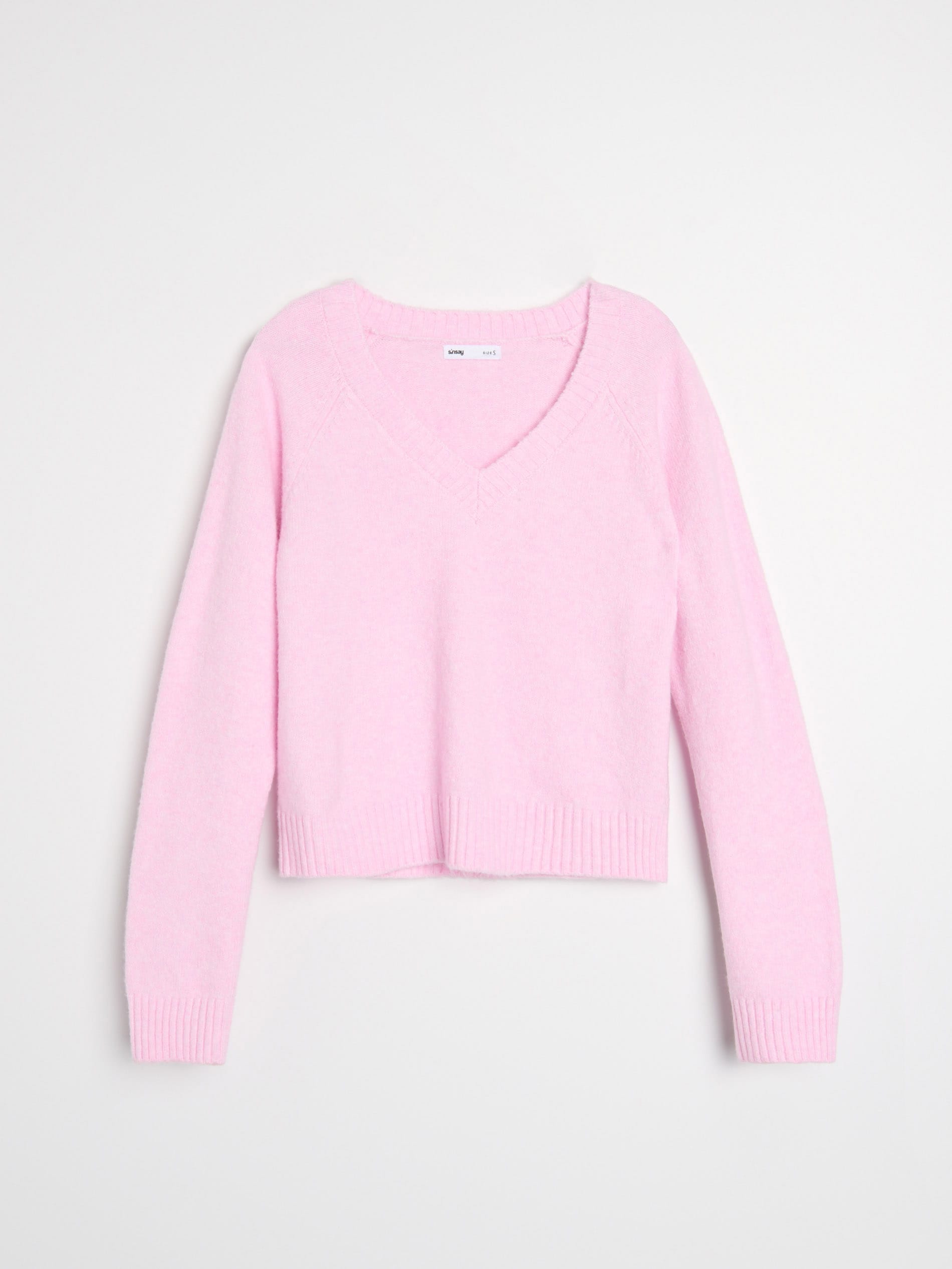 Sinsay - Πουλόβερ με λαιμόκοψη V - ροζ παστελ φωτογραφία