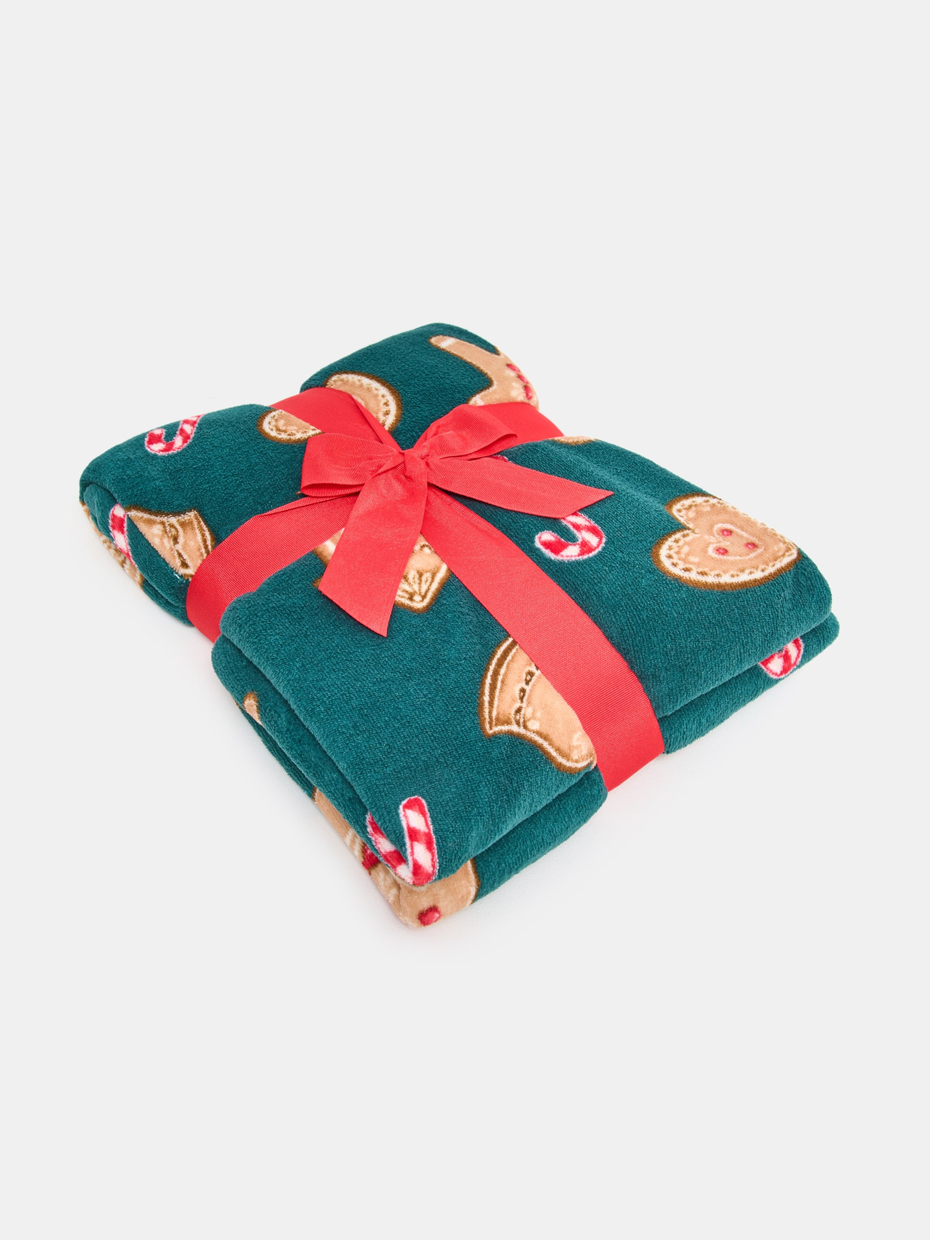 Sinsay - Χριστουγεννιάτικη κουβέρτα με σχέδιο μπισκότων τζίντζερ - πρασινο φωτογραφία