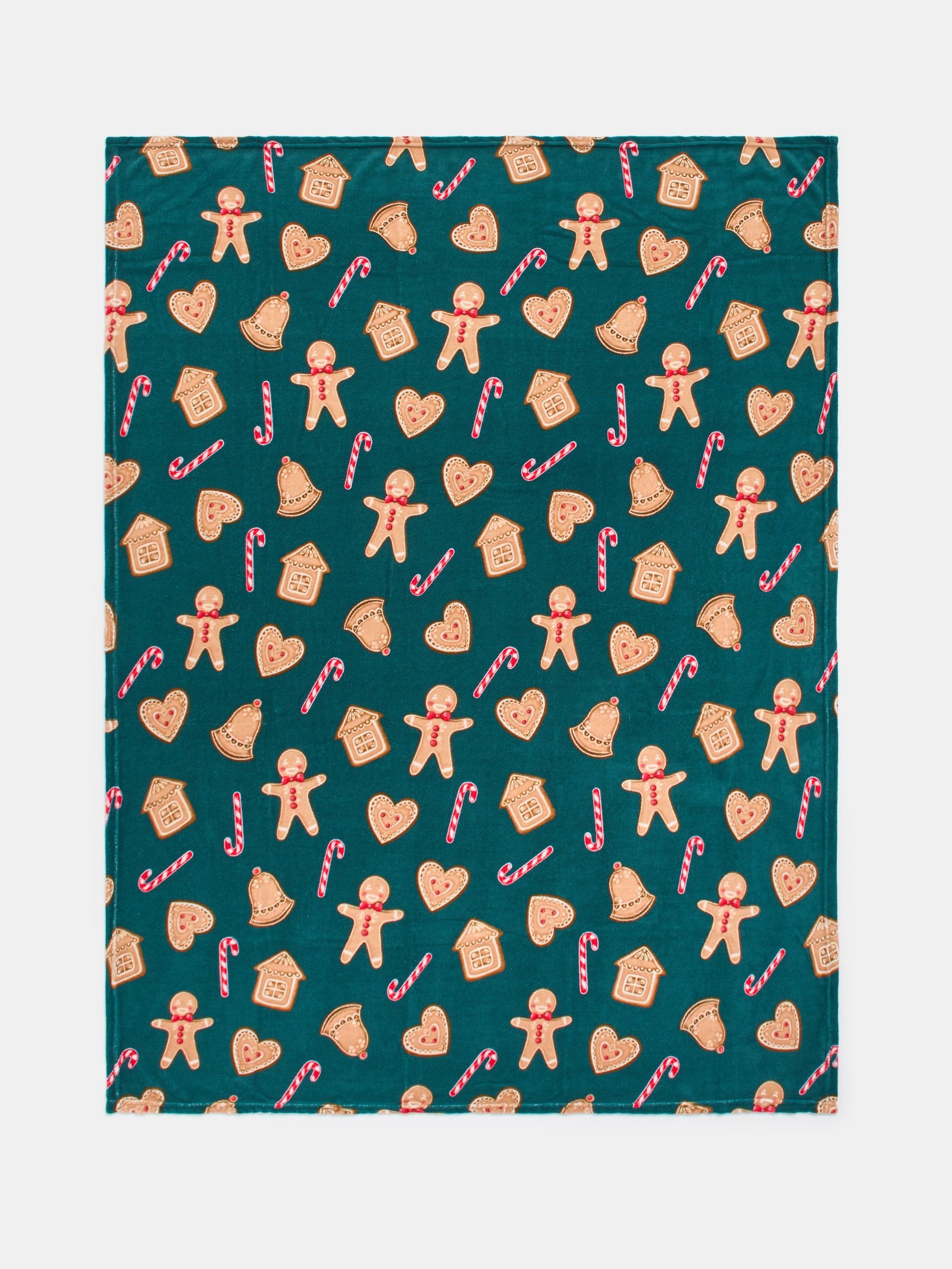 Sinsay - Χριστουγεννιάτικη κουβέρτα με σχέδιο μπισκότων τζίντζερ - πρασινο φωτογραφία