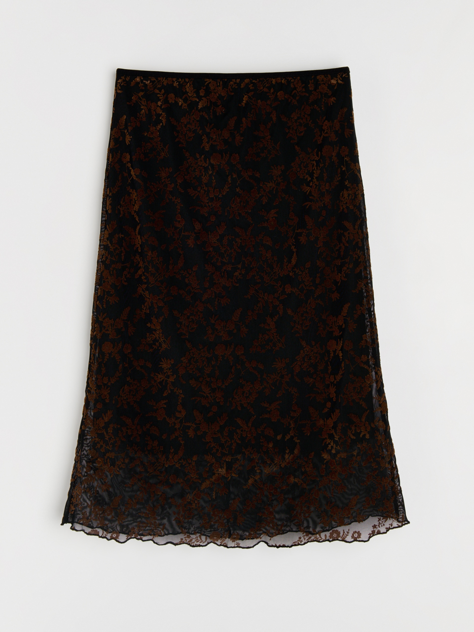 Sinsay - Spódnica midi z roślinnym wzorem - czarny