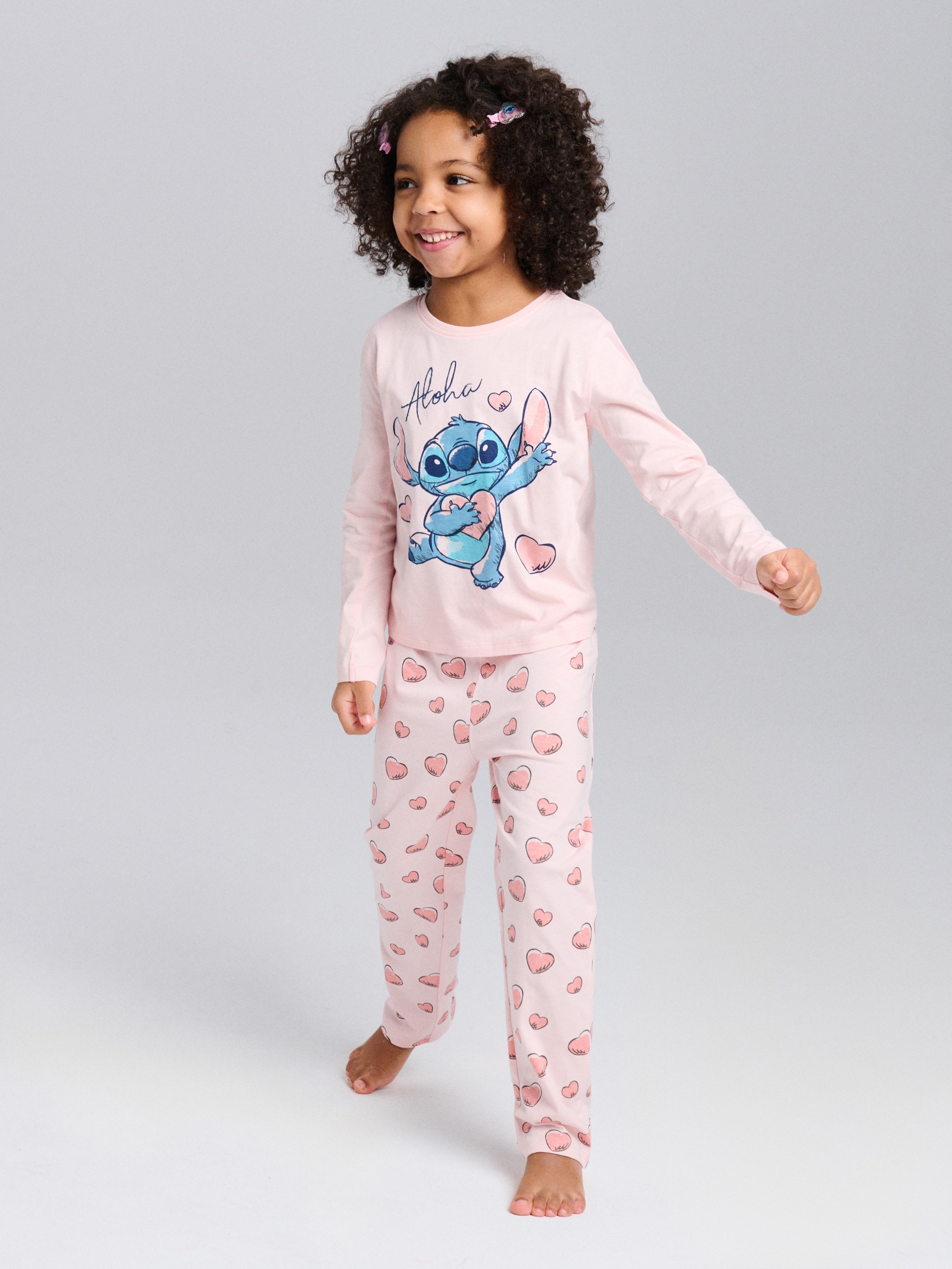 Sinsay - Bawełniana piżama dwuczęściowa z nadrukiem Stitch - różowy